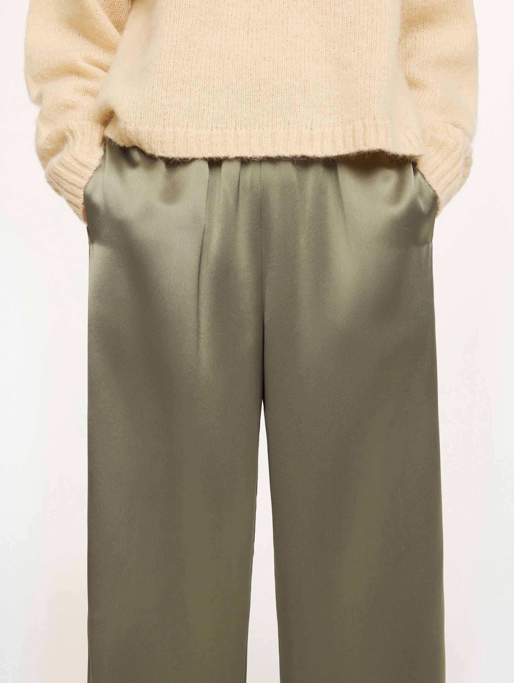 Cabello Wide-leg Trousers in Deep Lichen Green