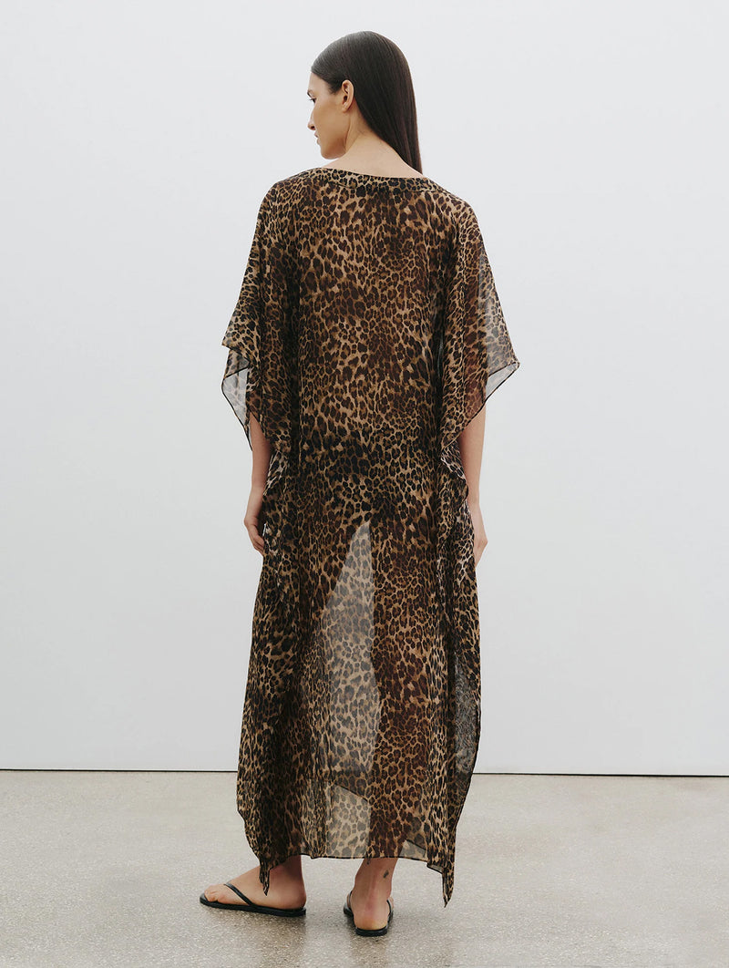 Erica Silk Caftan in Vintage Leopard Print