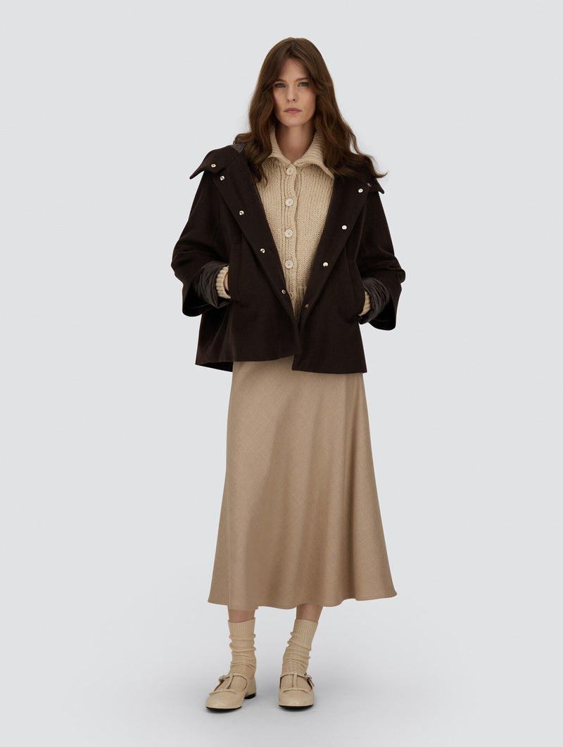 Cape in Cashmere and Nylon Ultralight in Dark Chocolate