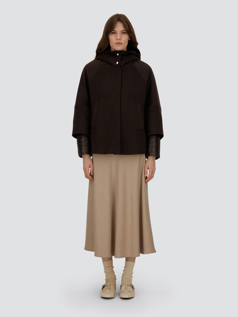Cape in Cashmere and Nylon Ultralight in Dark Chocolate