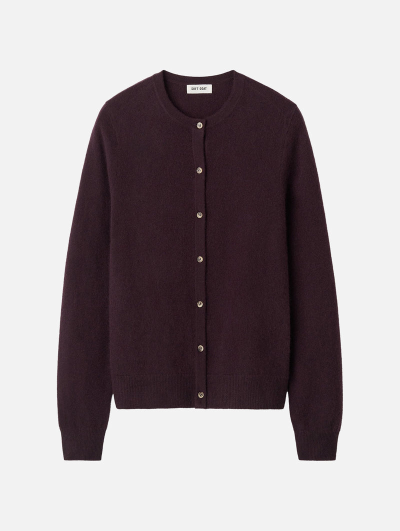 Classic Cashmere Cardigan in Midnight Plum