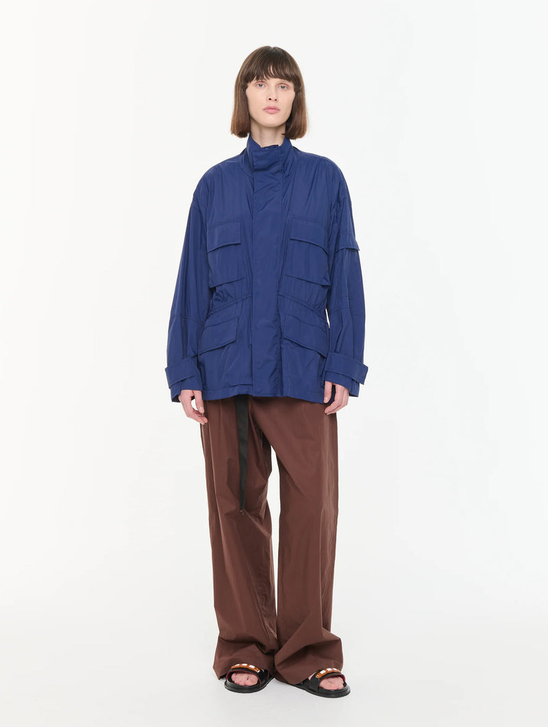 Nylon Cargo Jacket in Cobalt Blue