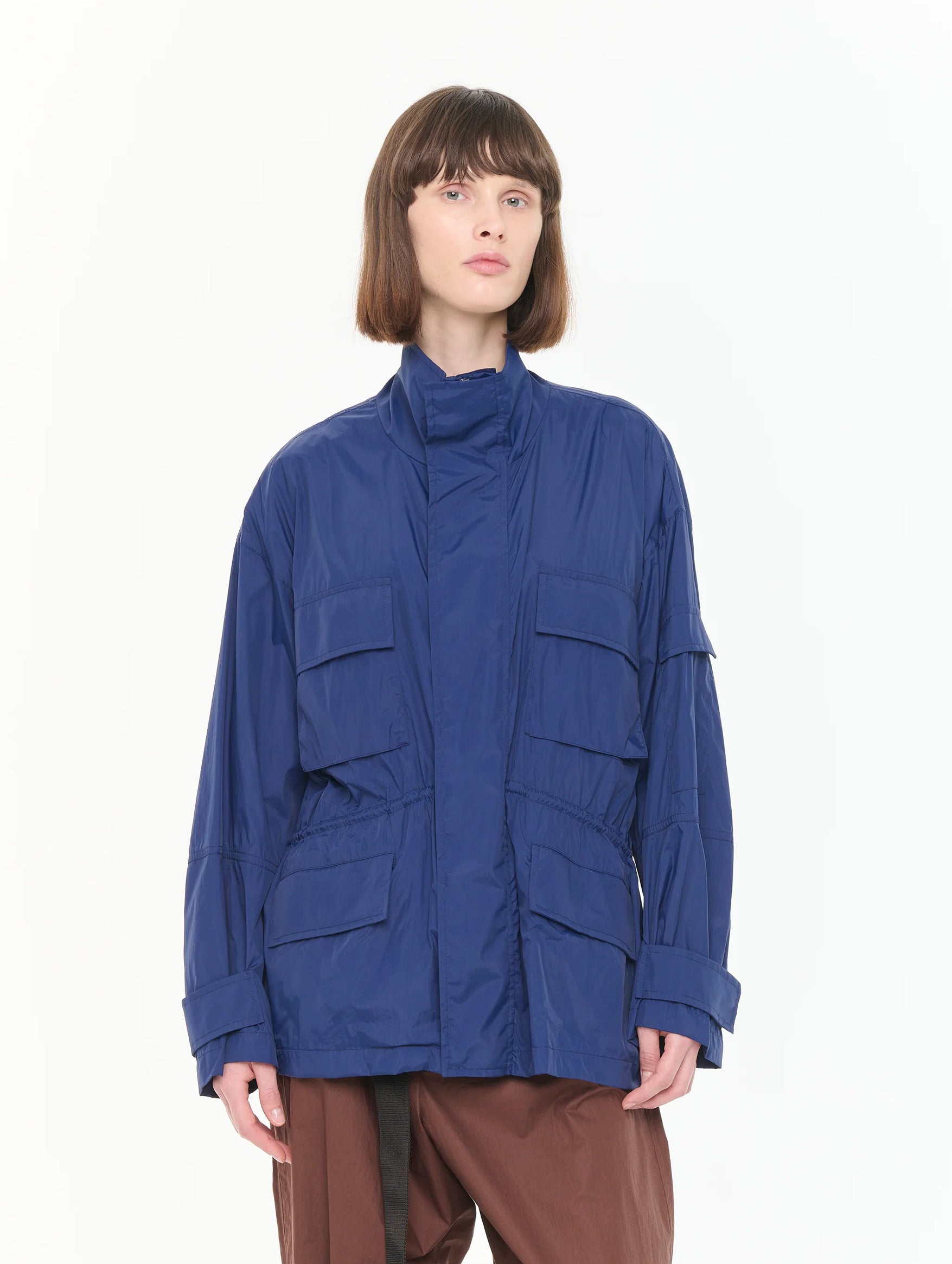 Nylon Cargo Jacket in Cobalt Blue