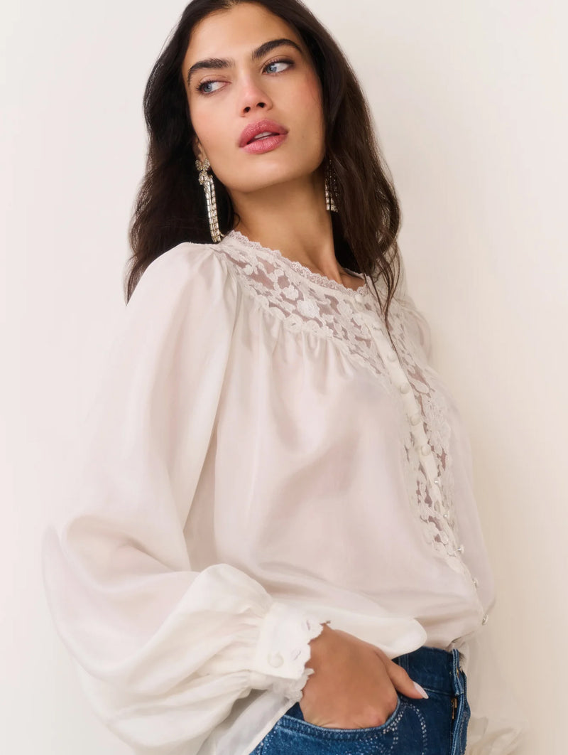 Carine Silk Top in Ivory