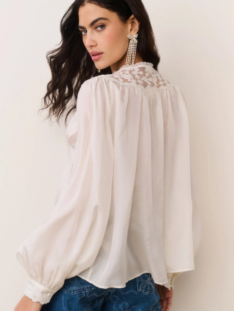 Carine Silk Top in Ivory