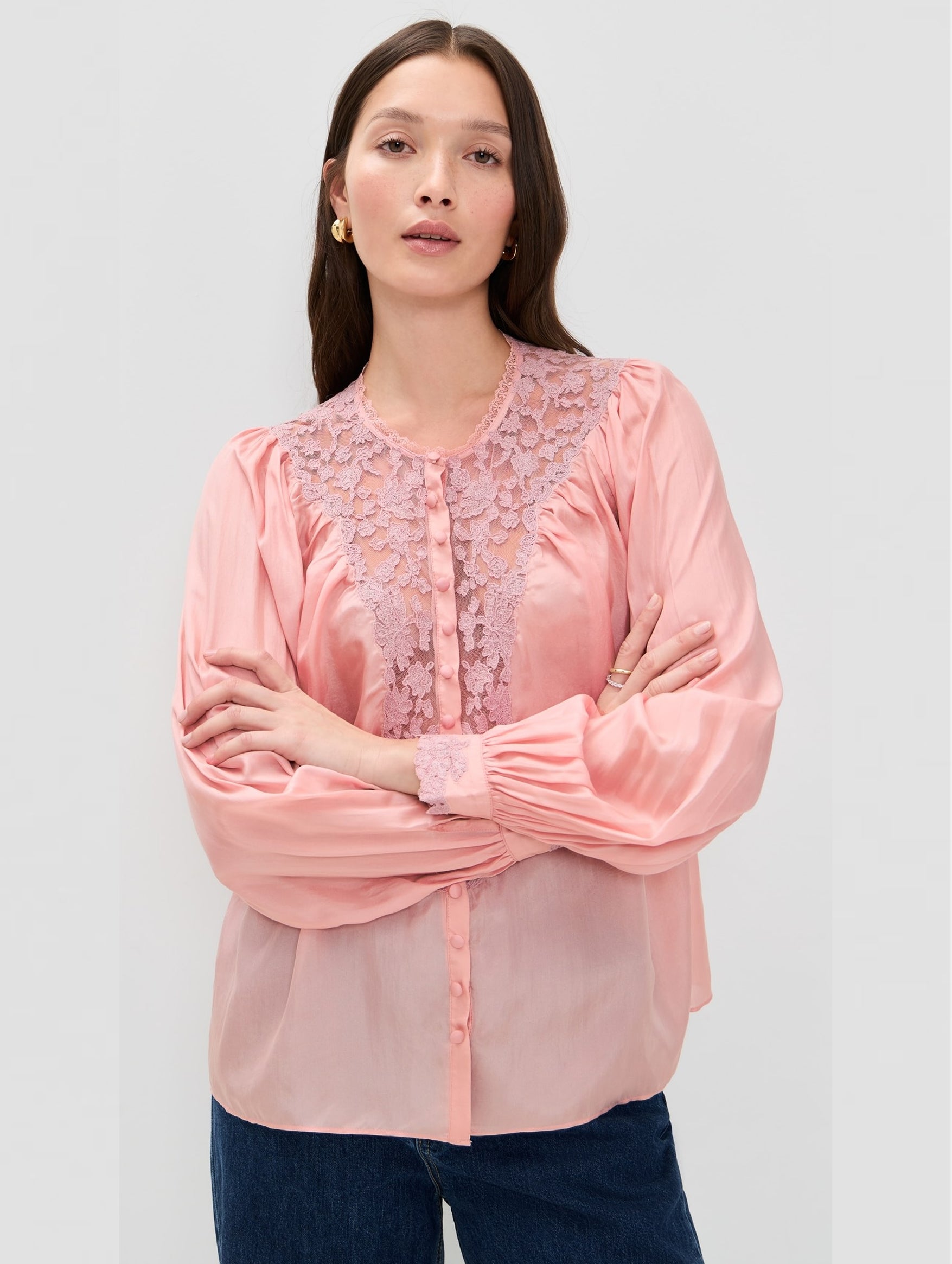 Carine Silk Top in Pink Nude