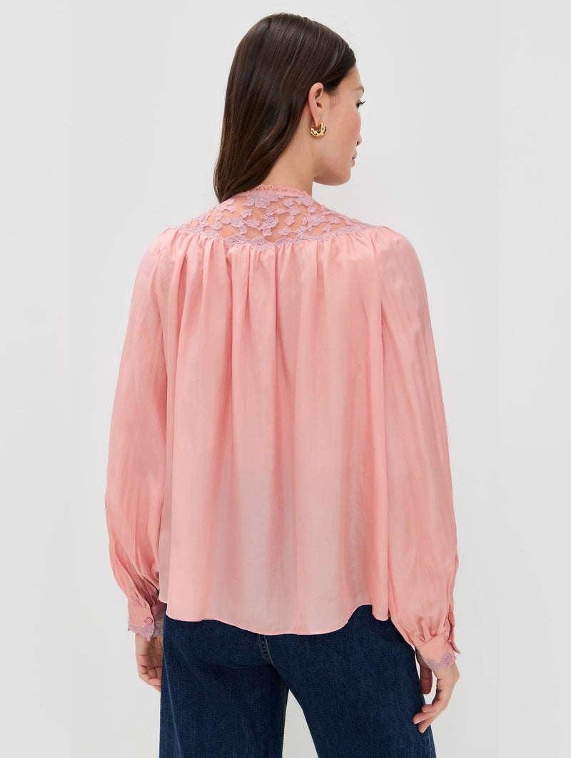 Carine Silk Top in Pink Nude