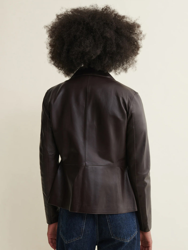 Carmen Leather Jacket in Coffee Bean