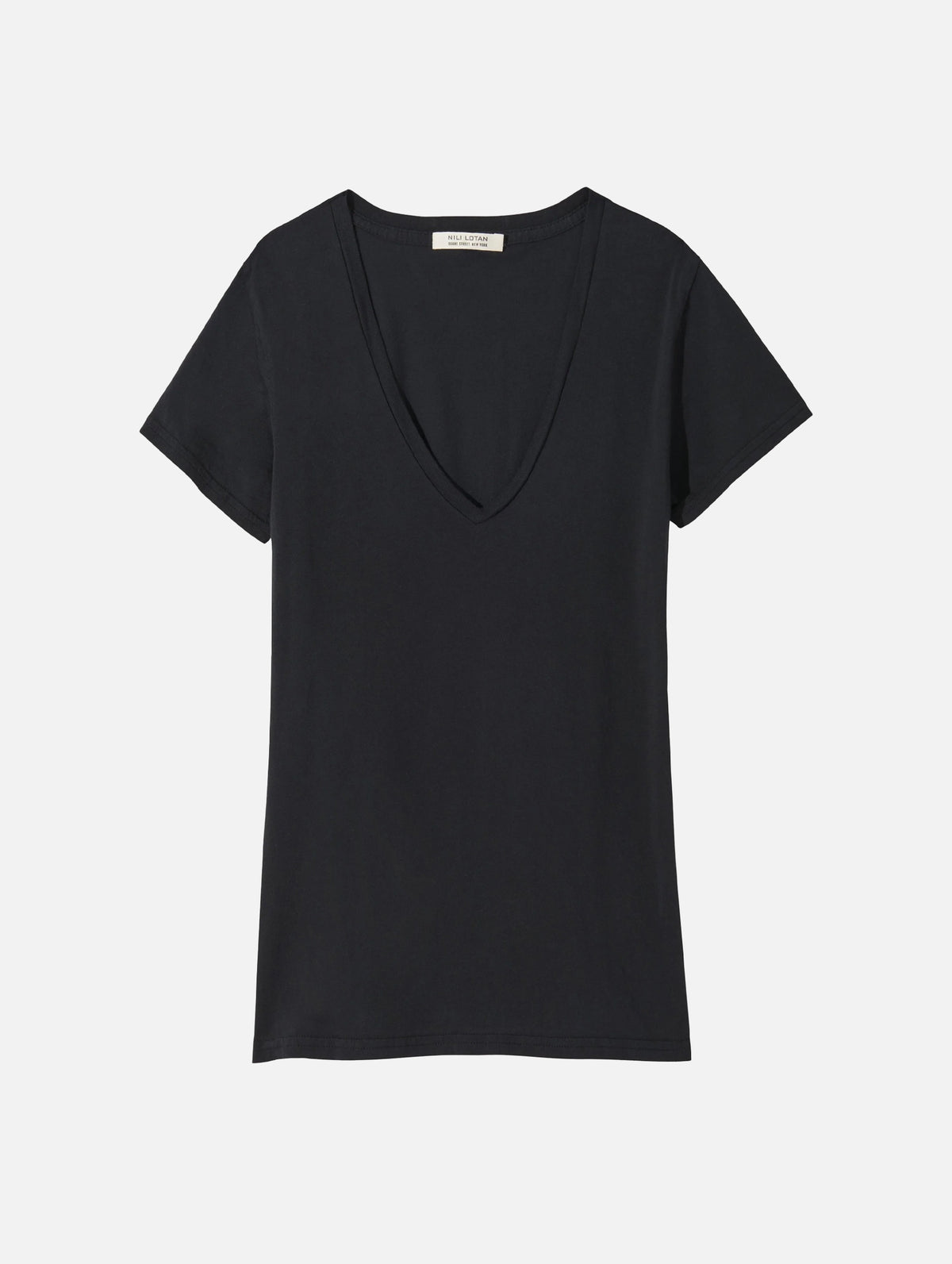 Carol V Neck Tee in Jet Black