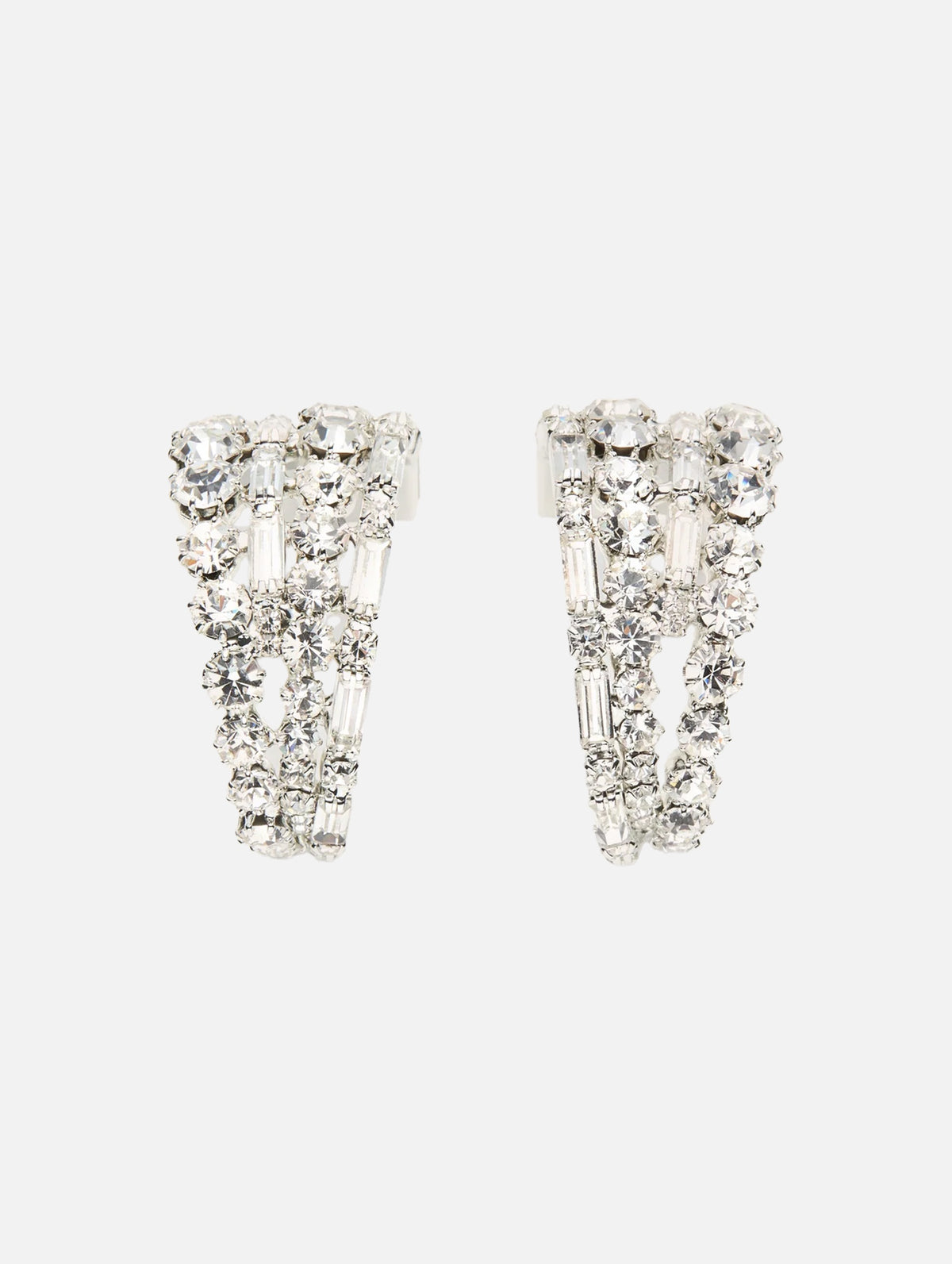 Cascading Crystal Hoop Earrings in Silver