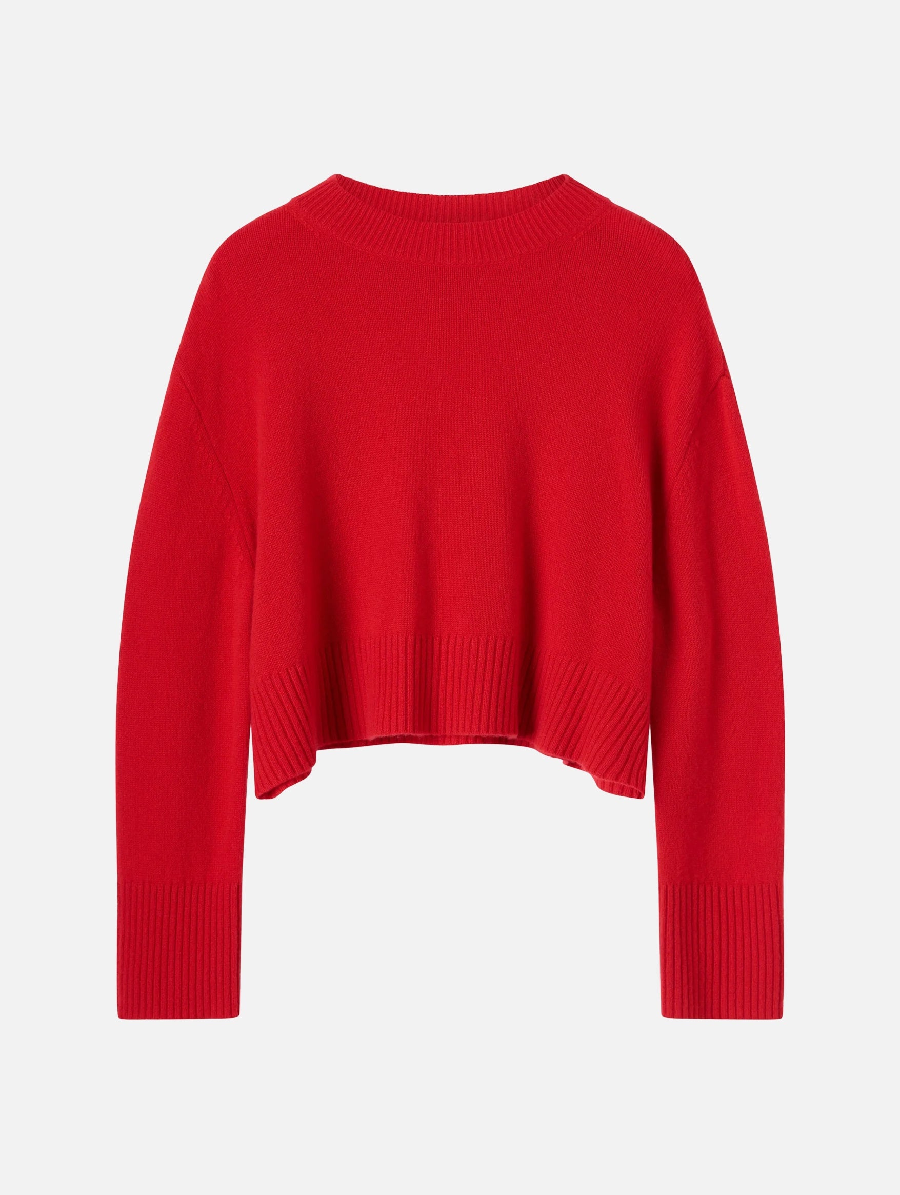 Cashmere Cropped Crewneck in Ruby