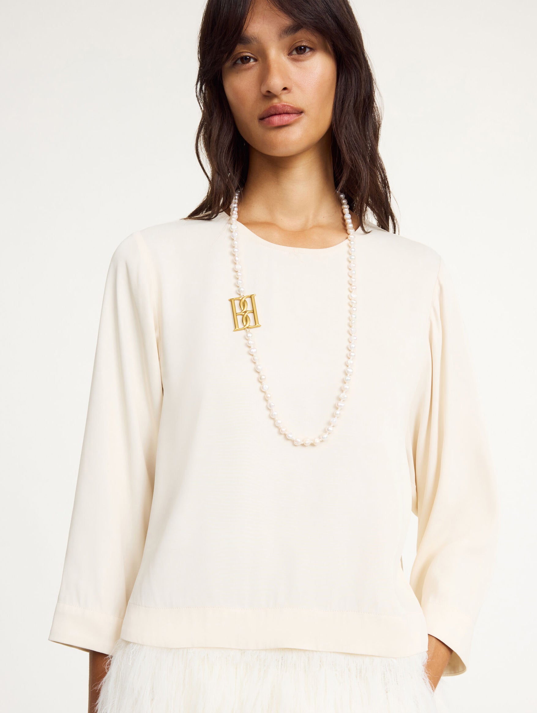 Chakallo Monogram Necklace in Soft White