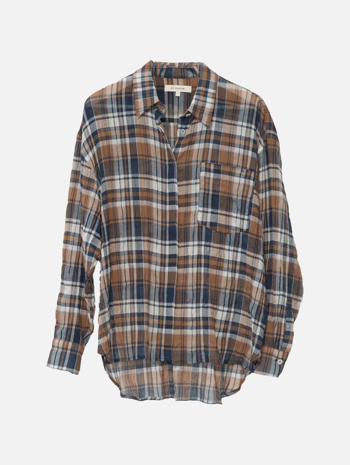 Check Cheesecloth Shirt in Navy Mix
