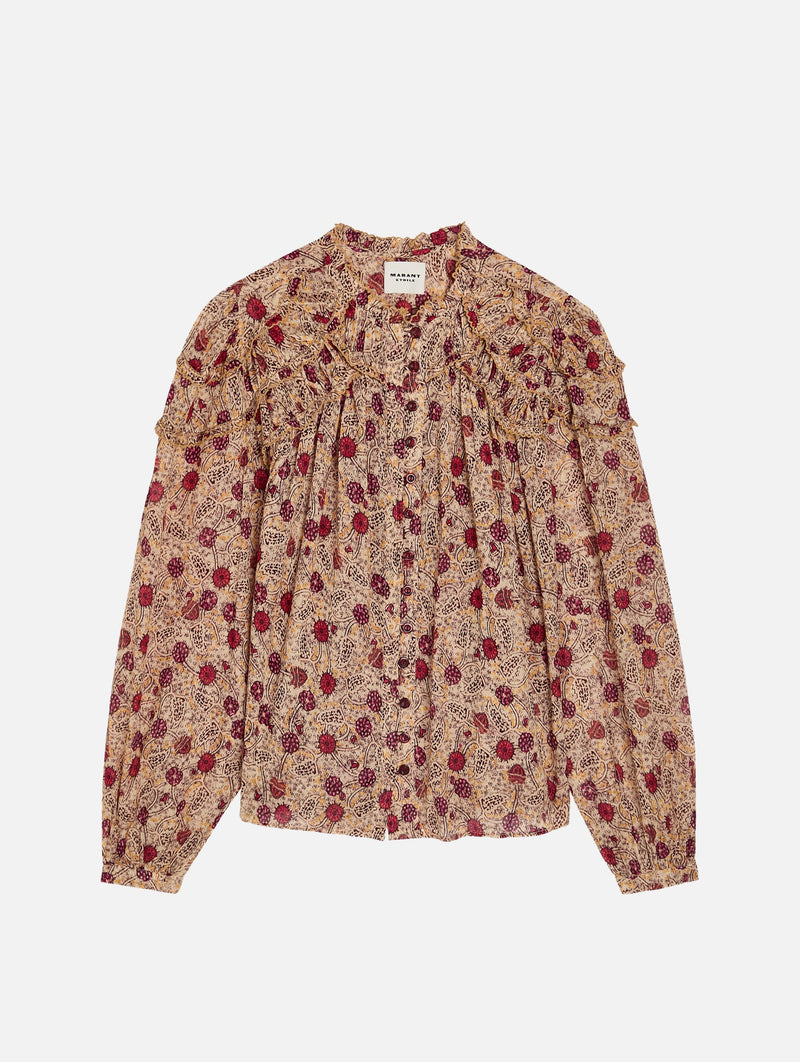 Christa Top in Ecru/Raspberry
