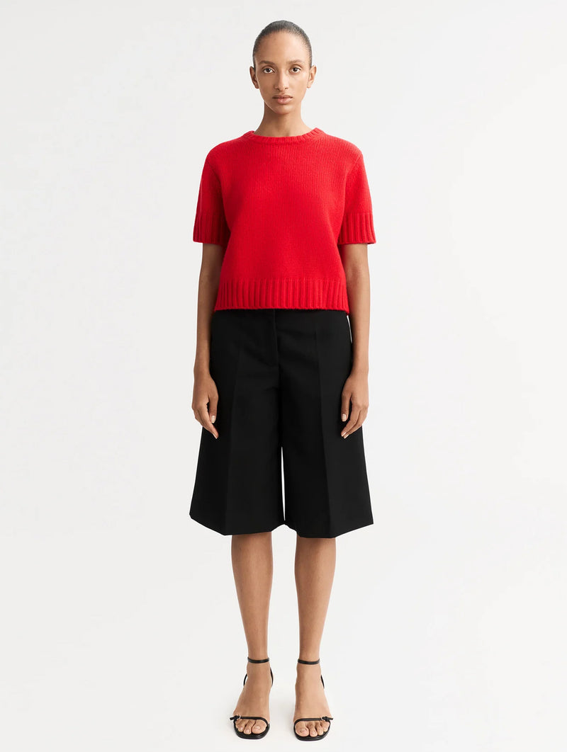 Chunky Cashmere Short Sleeve in Rouge