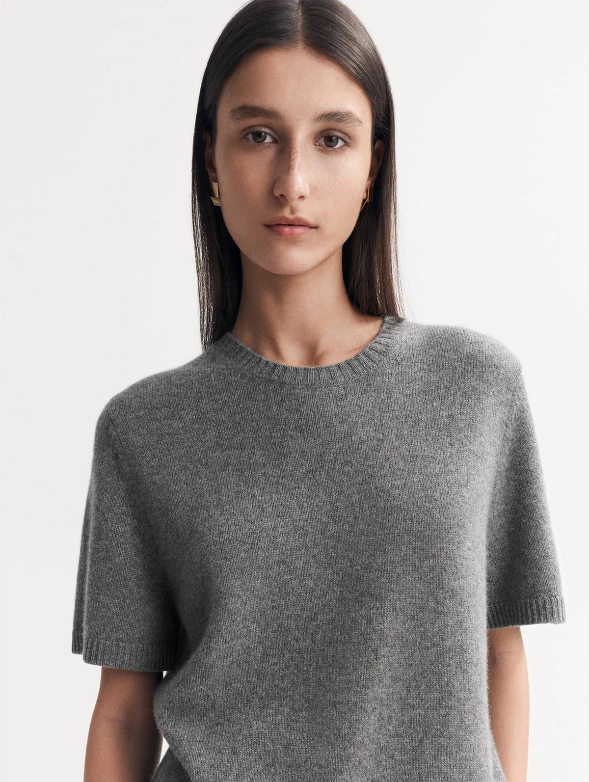 Chunky Cashmere T-Shirt in Grey