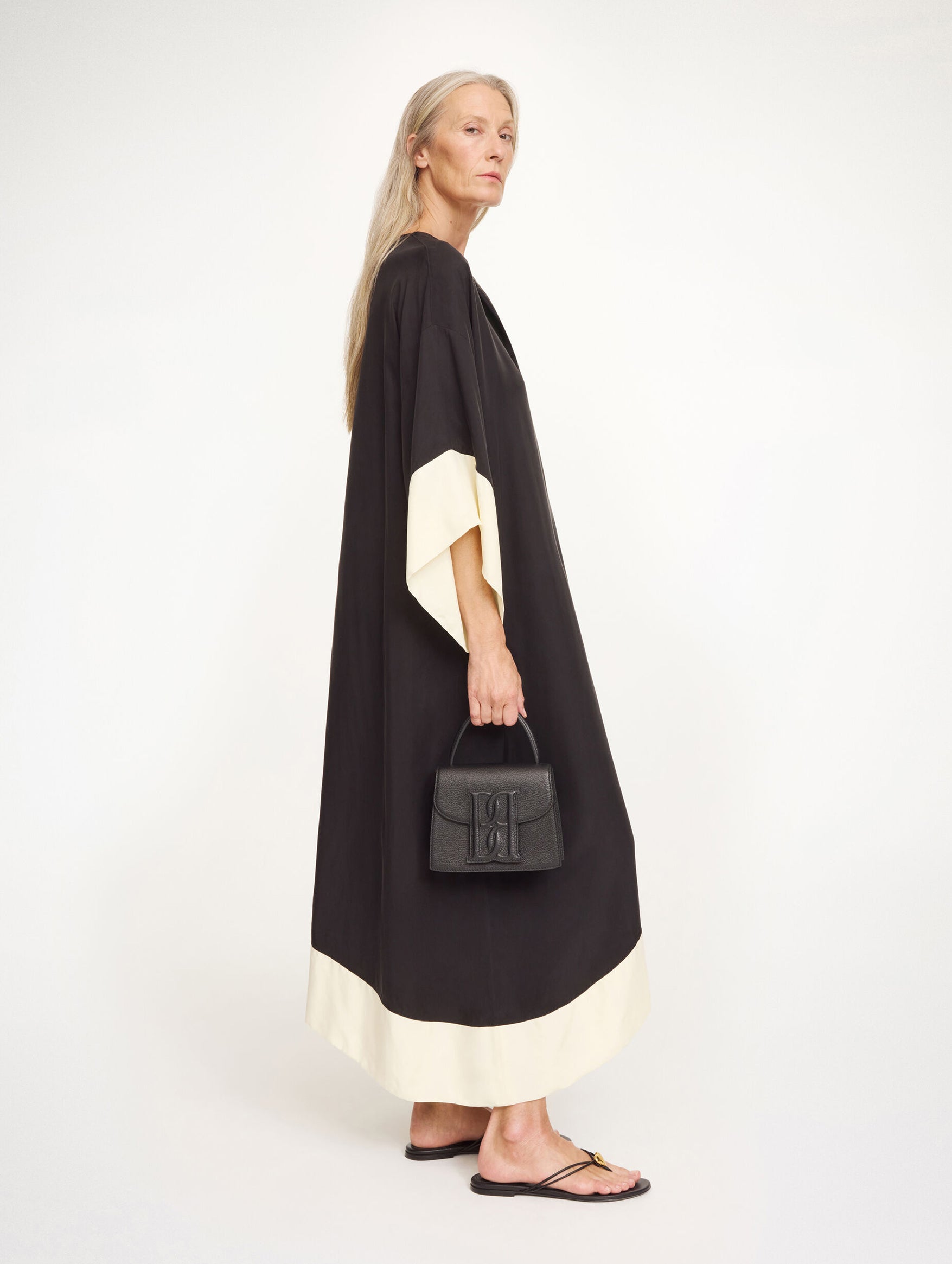 Cicine Maxi Dress in Black White Colour Block