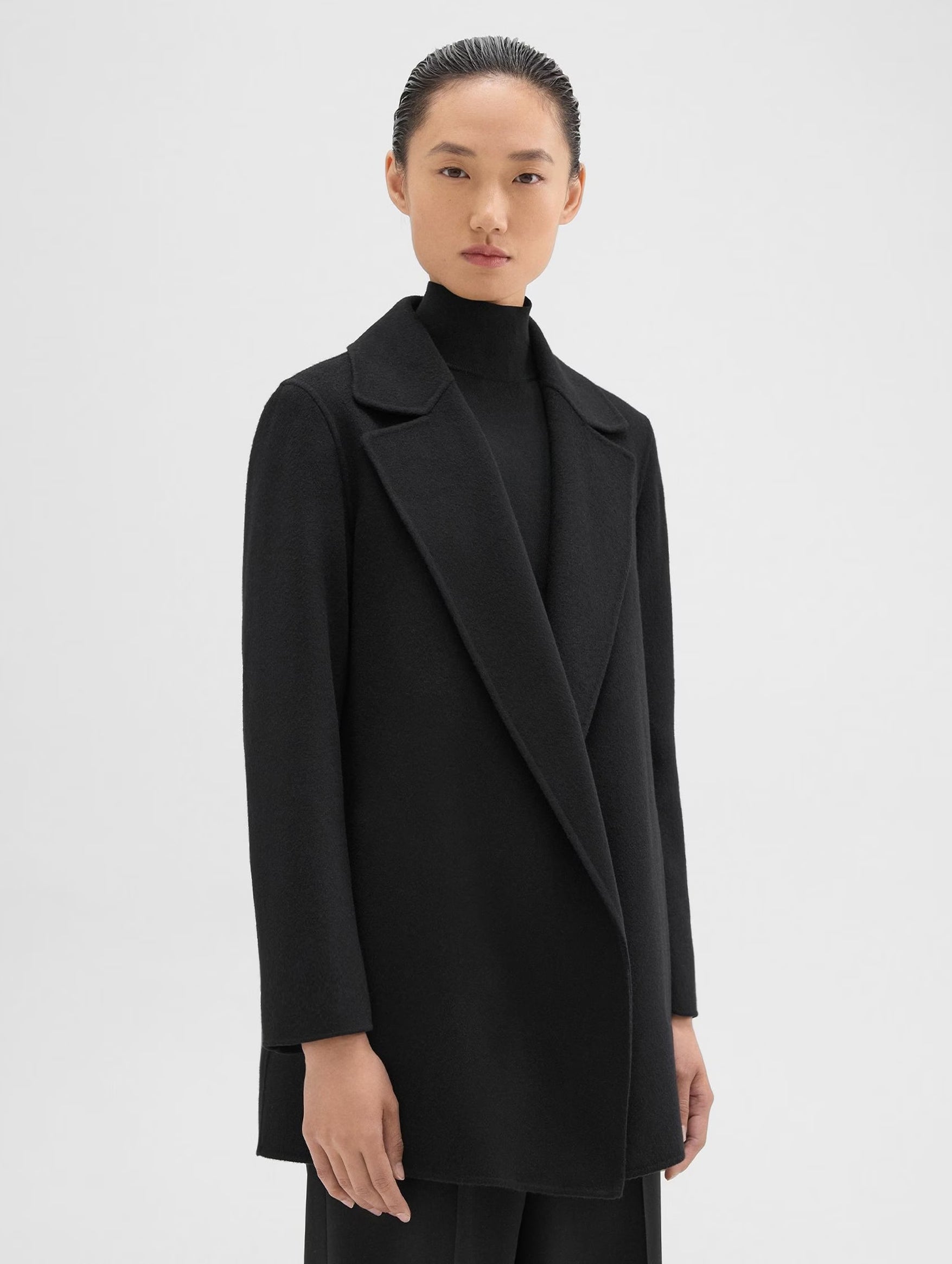 Clairene Wool Cashmere Coat in Black