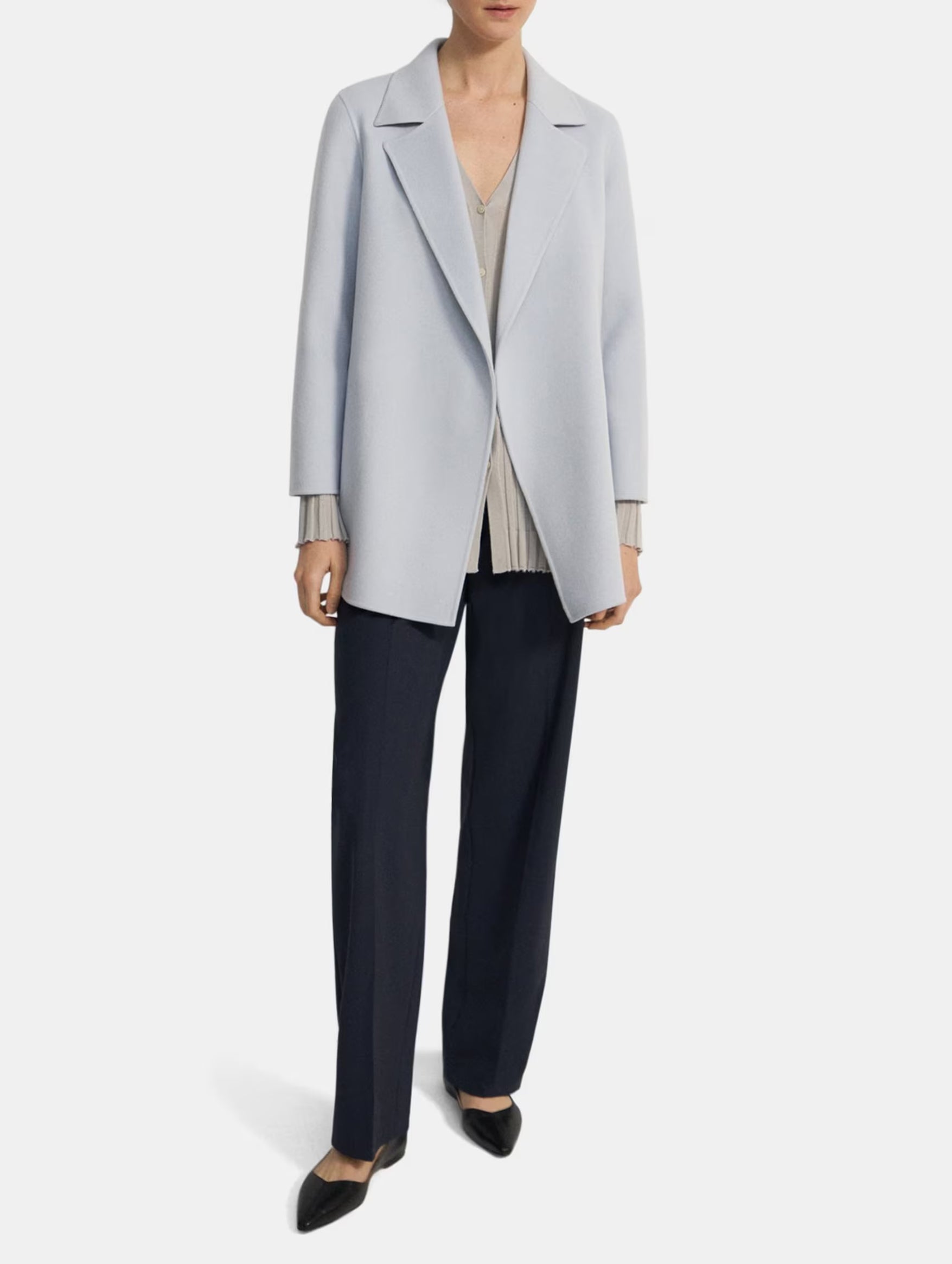 Clairene Wool Cashmere Coat in Harbour Mist