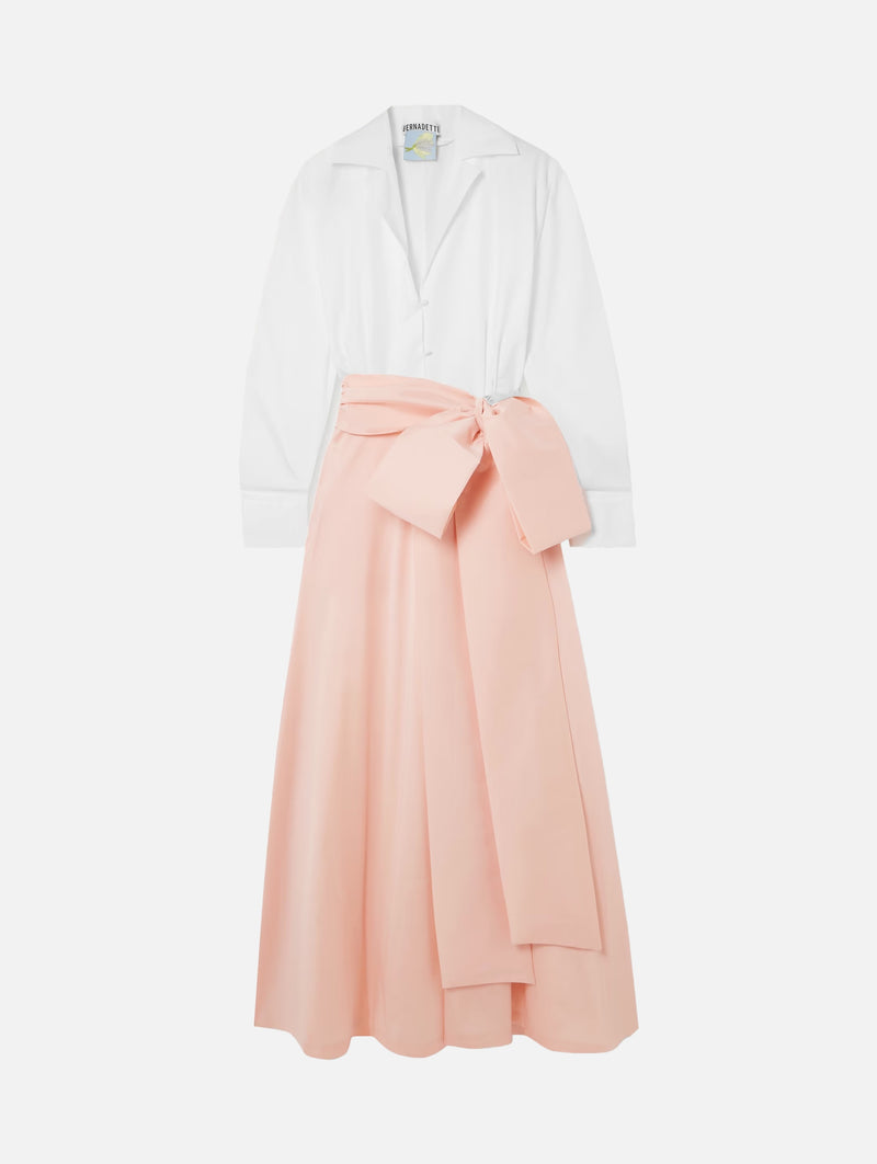 Clarence Dress in Ivory and Creta Pink