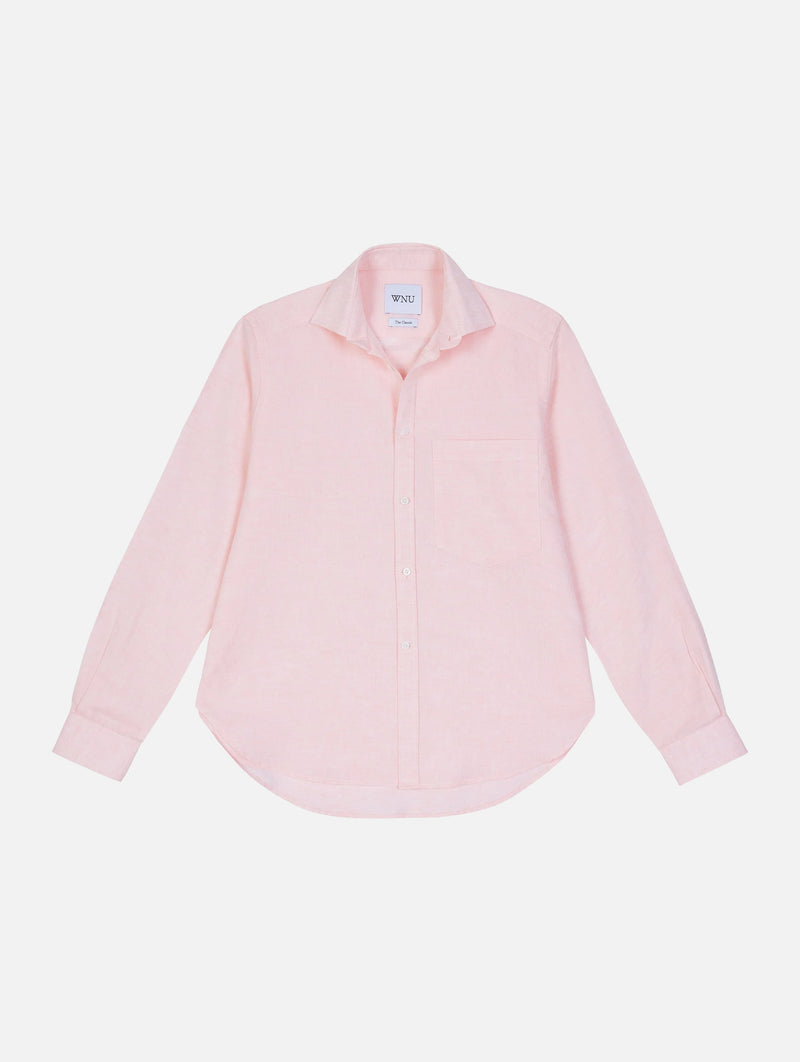 The Classic Cotton and Linen Shirt in Rose Pink