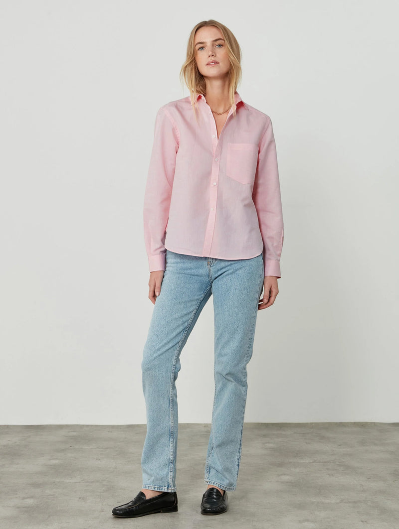 The Classic Cotton and Linen Shirt in Rose Pink