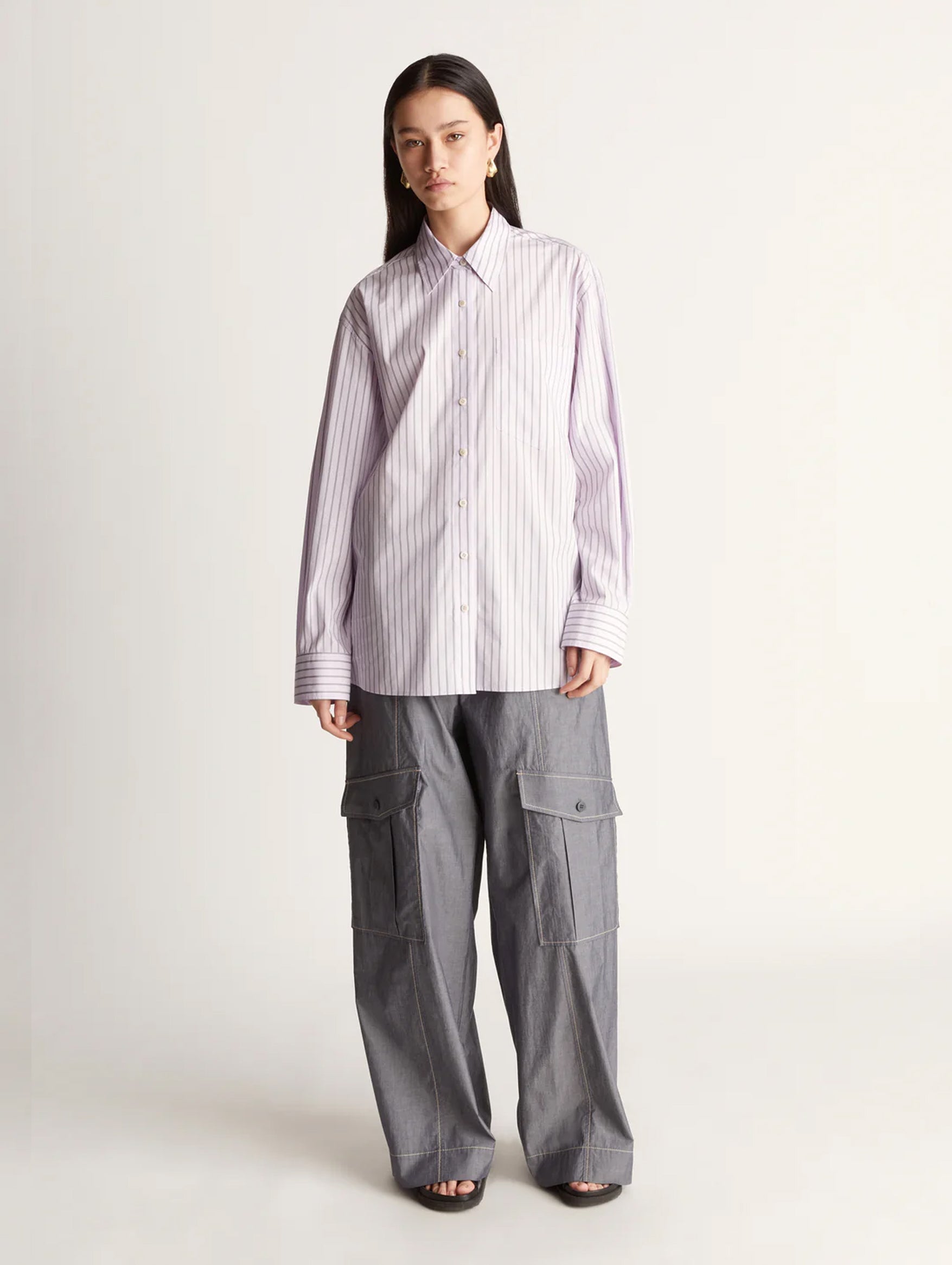 LM Classic Stripe Shirt in Violet