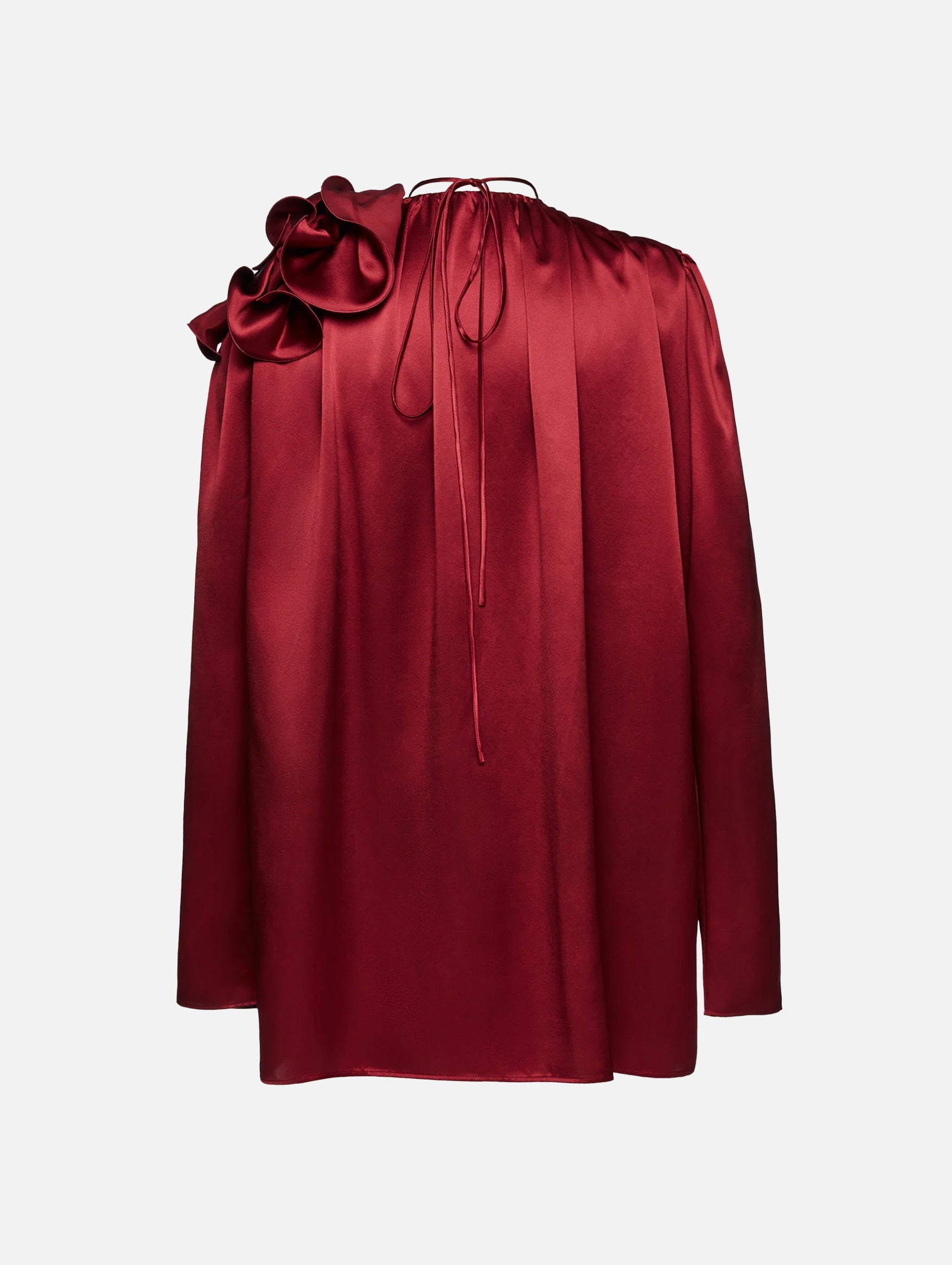 Classic Silk Flower Blouse in Burgundy