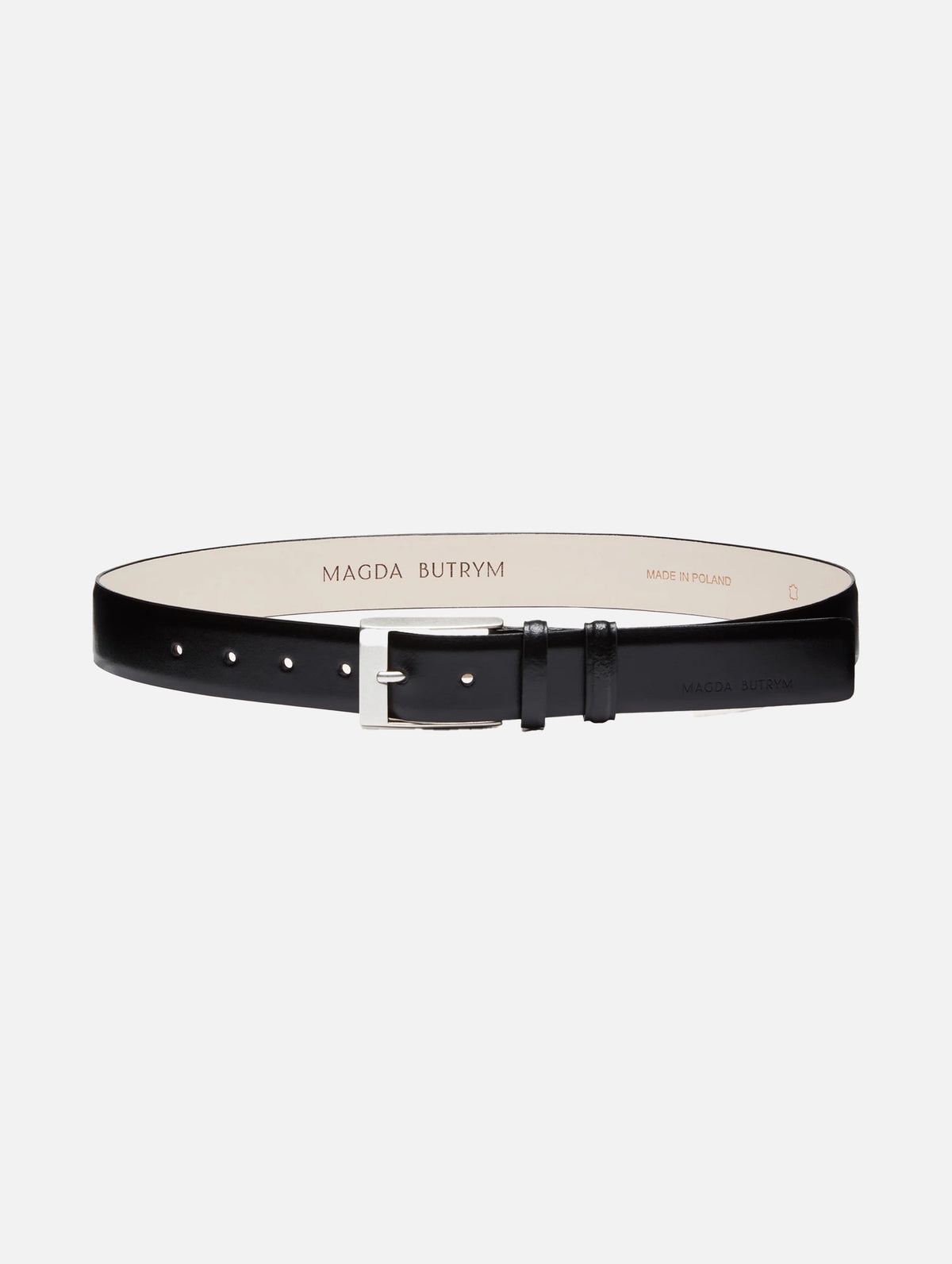 Classic Silver Buckle Belt in Black Leather