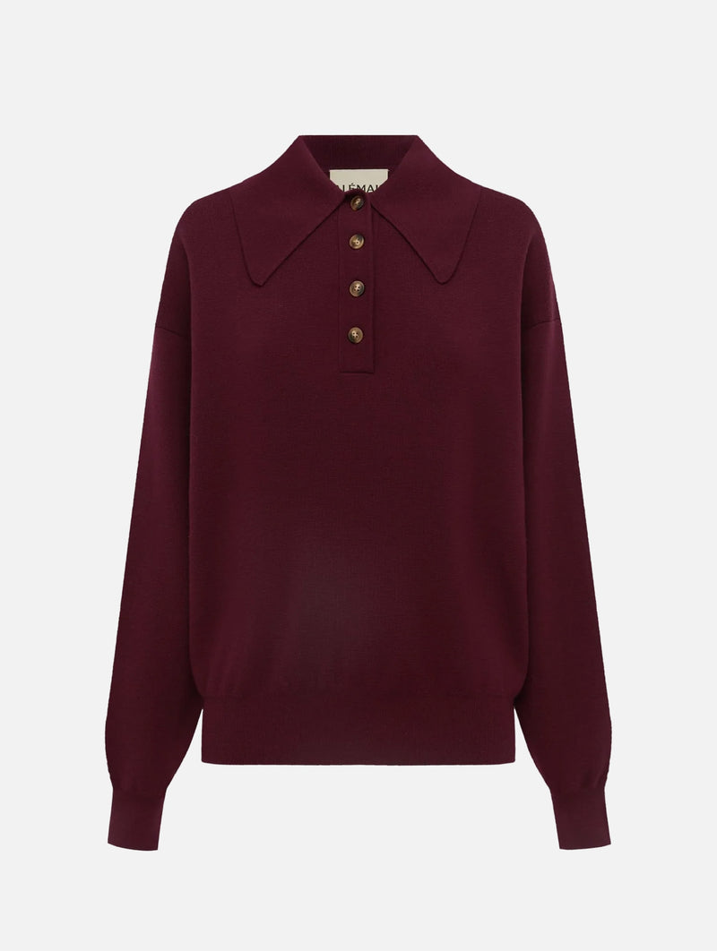 Claudia Knit Polo in Plum