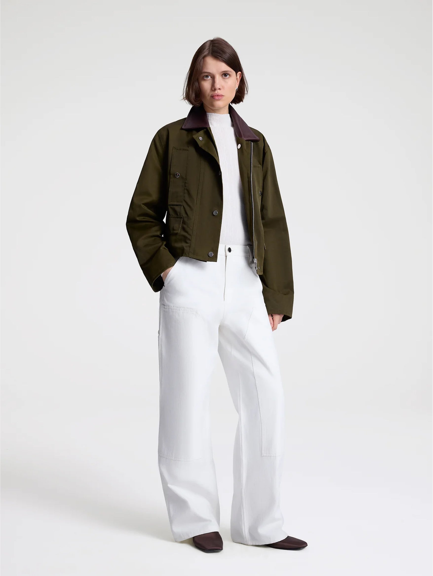 Colton Oil Cloth Jacket in Military Green
