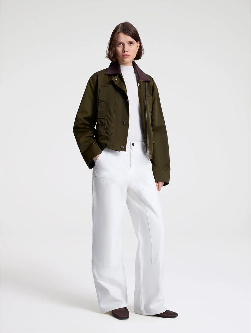 Colton Oil Cloth Jacket in Military Green