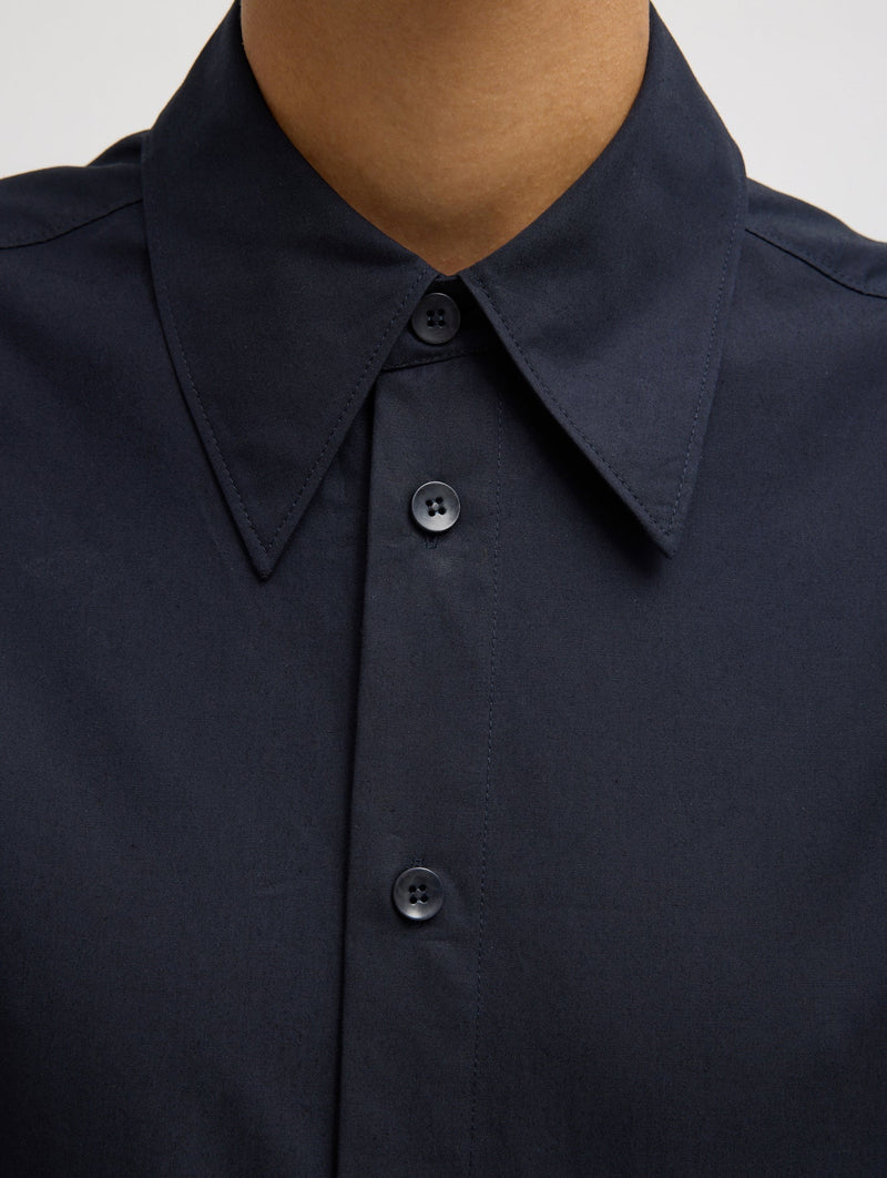 Compact Eco Poplin Hinged Shirt in Navy