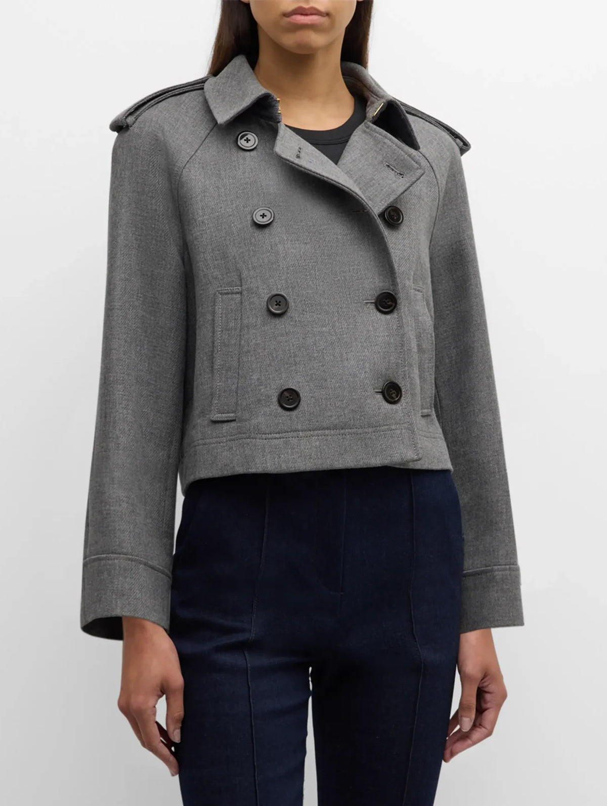 Cropped Conneley Trench in Heather Grey