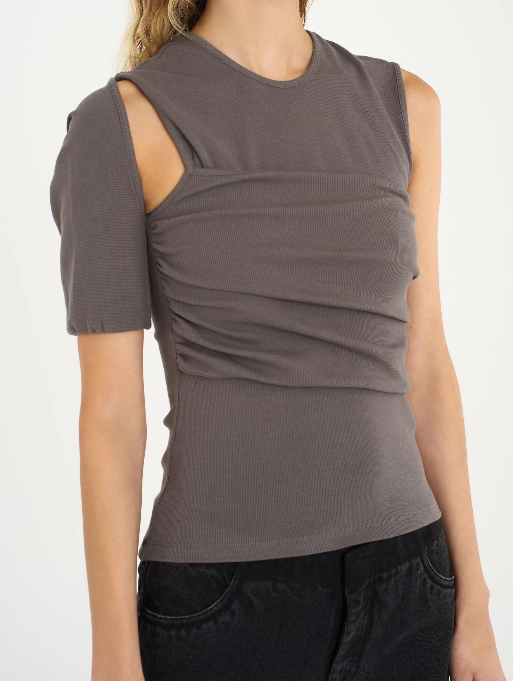 Contorsion Rib Tank in Shadow Grey