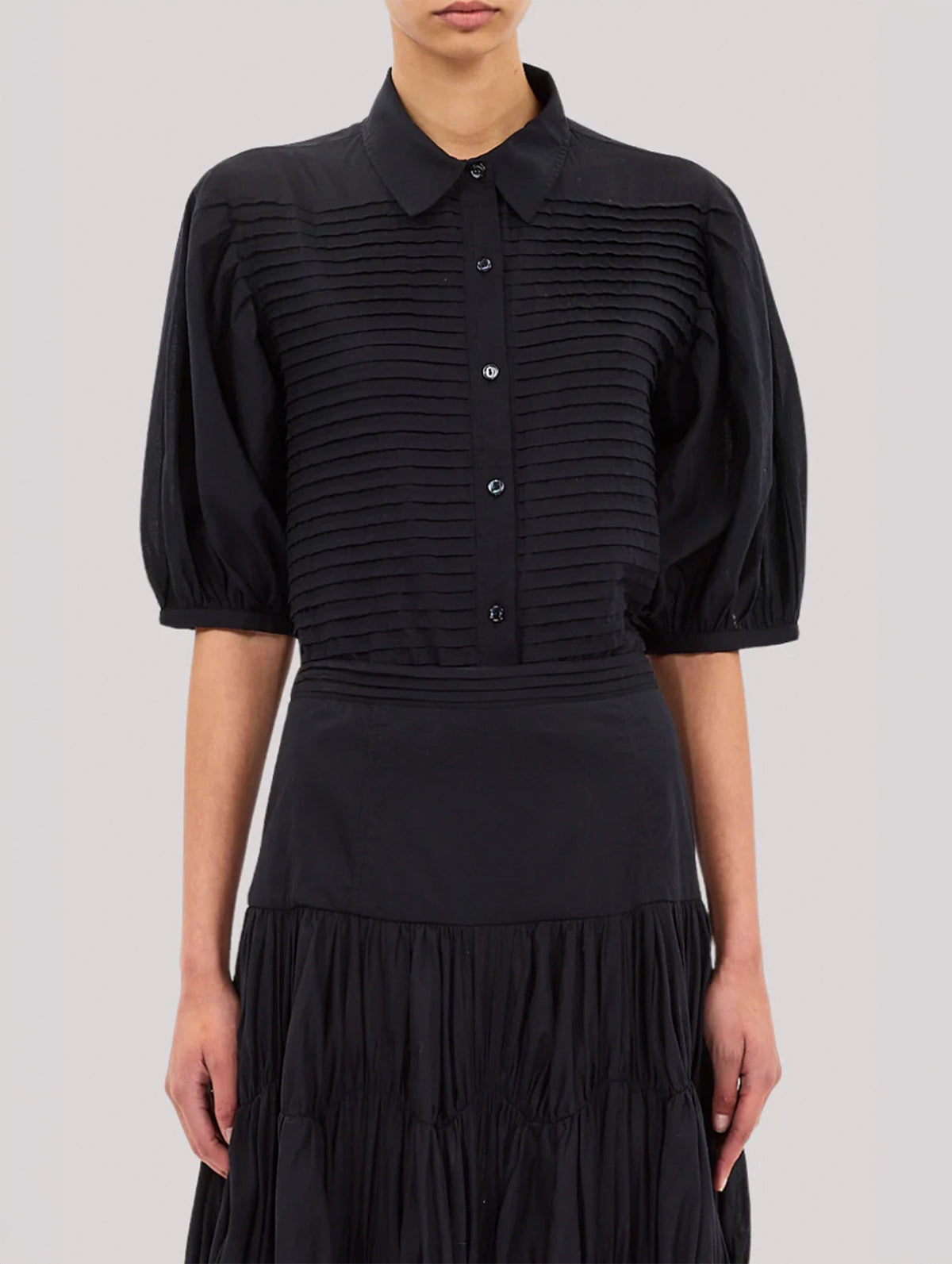 Cordelia Button Up Top in Noir