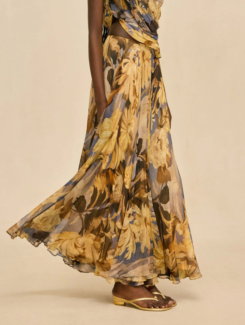 Cosmea Silk Skirt in Wild Dahlia