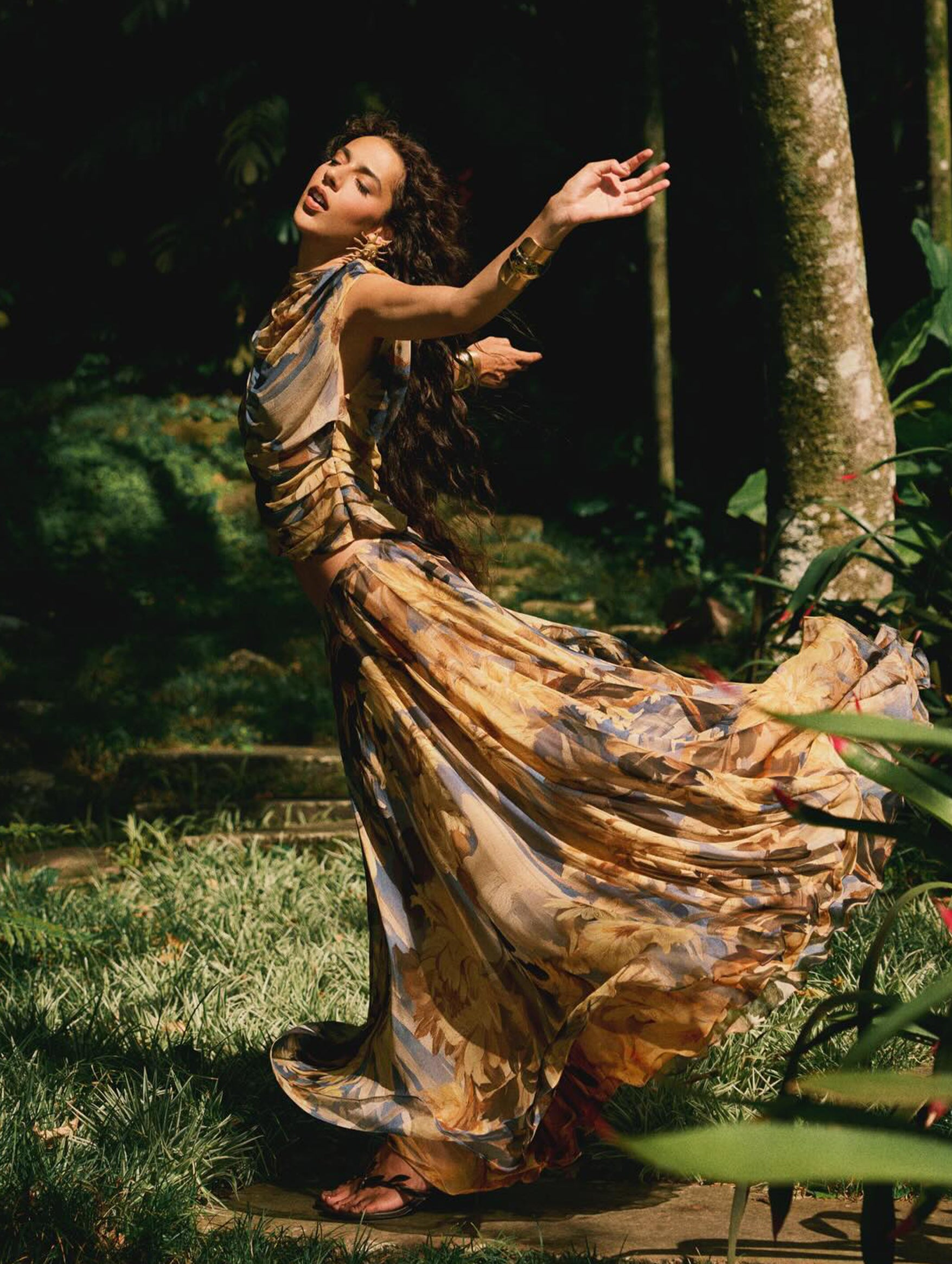 Cosmea Silk Skirt in Wild Dahlia
