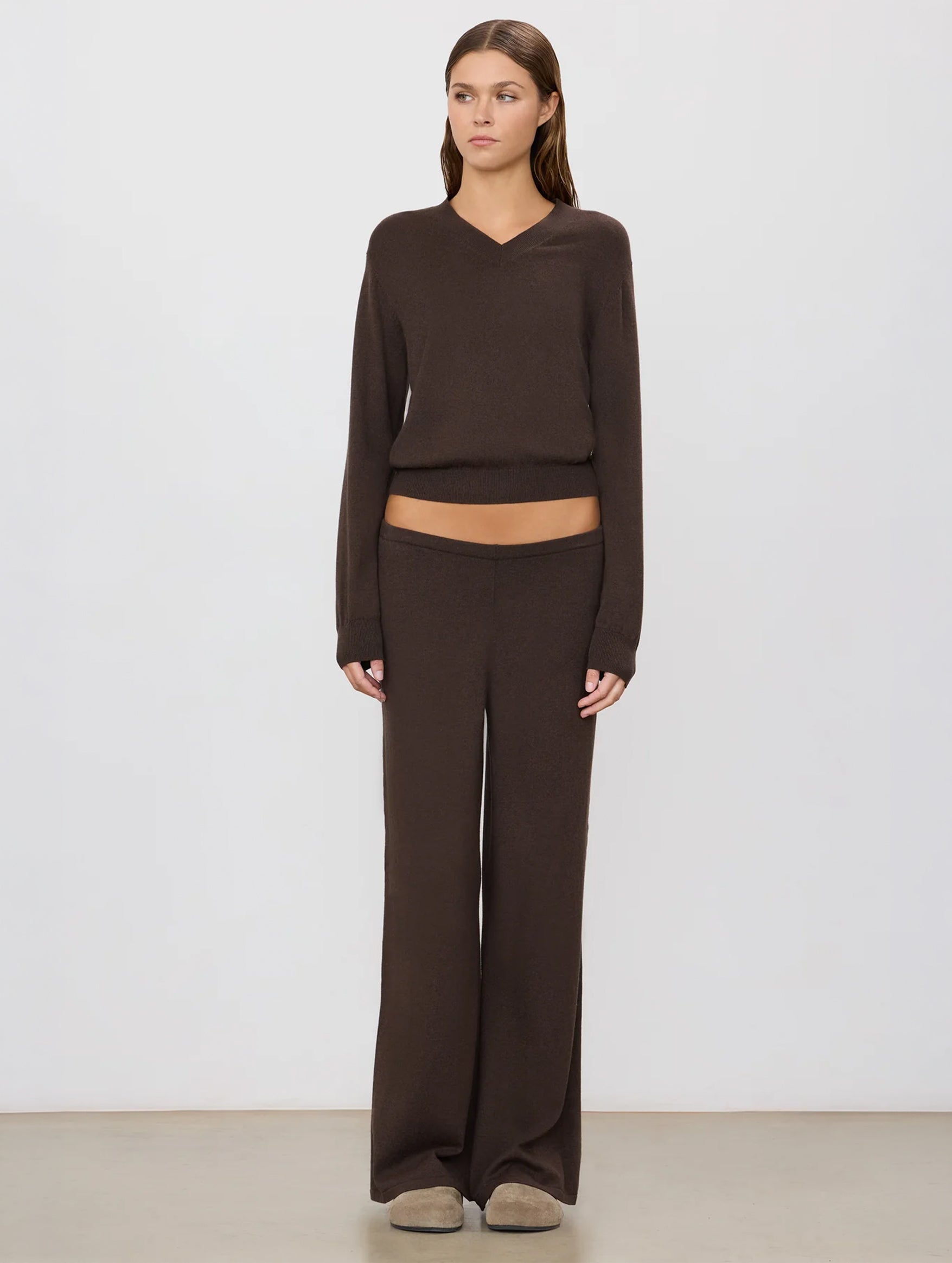 Cotton Cashmere Lounge Pant in Mushroom
