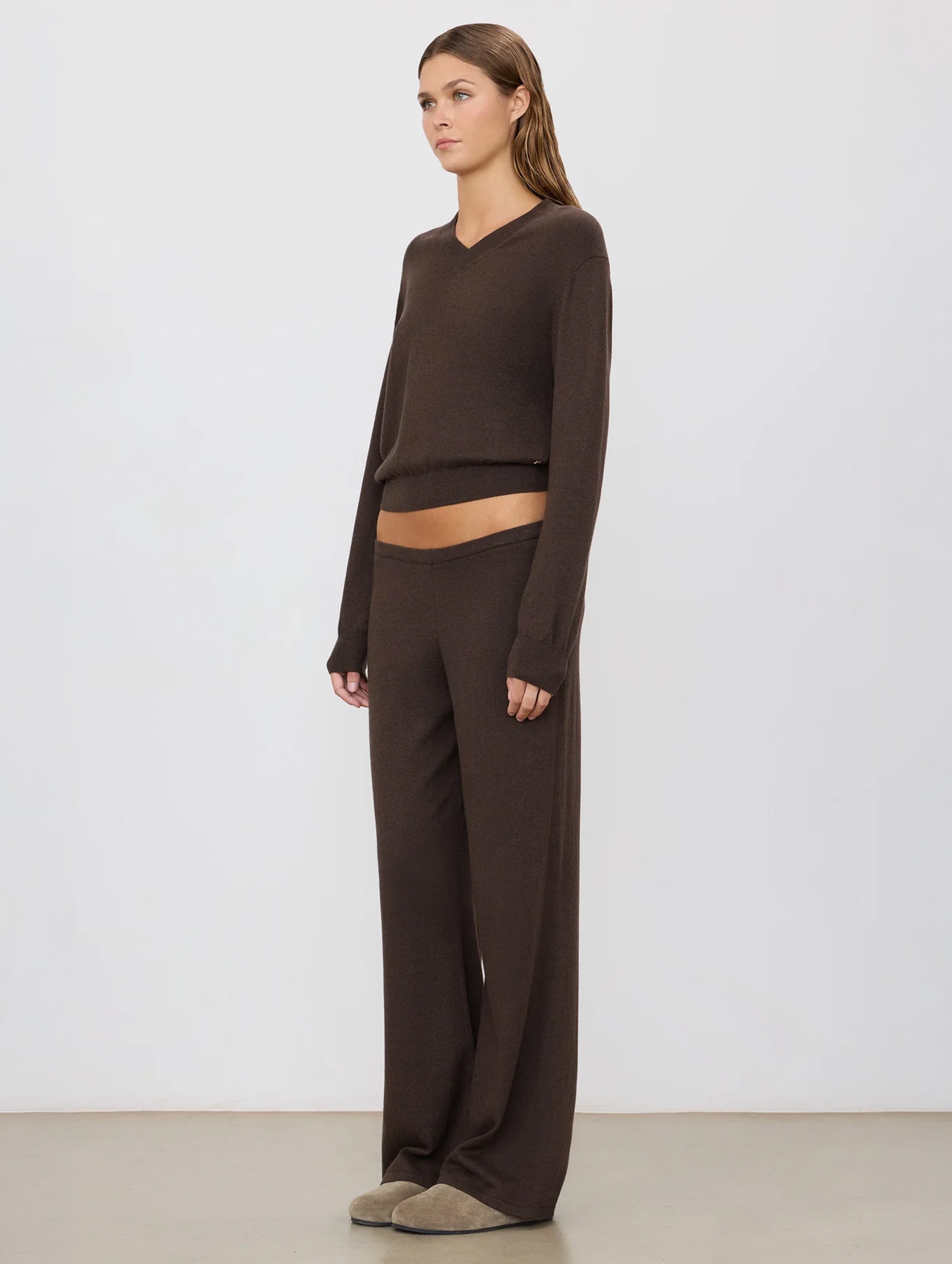 Cotton Cashmere Lounge Pant in Mushroom