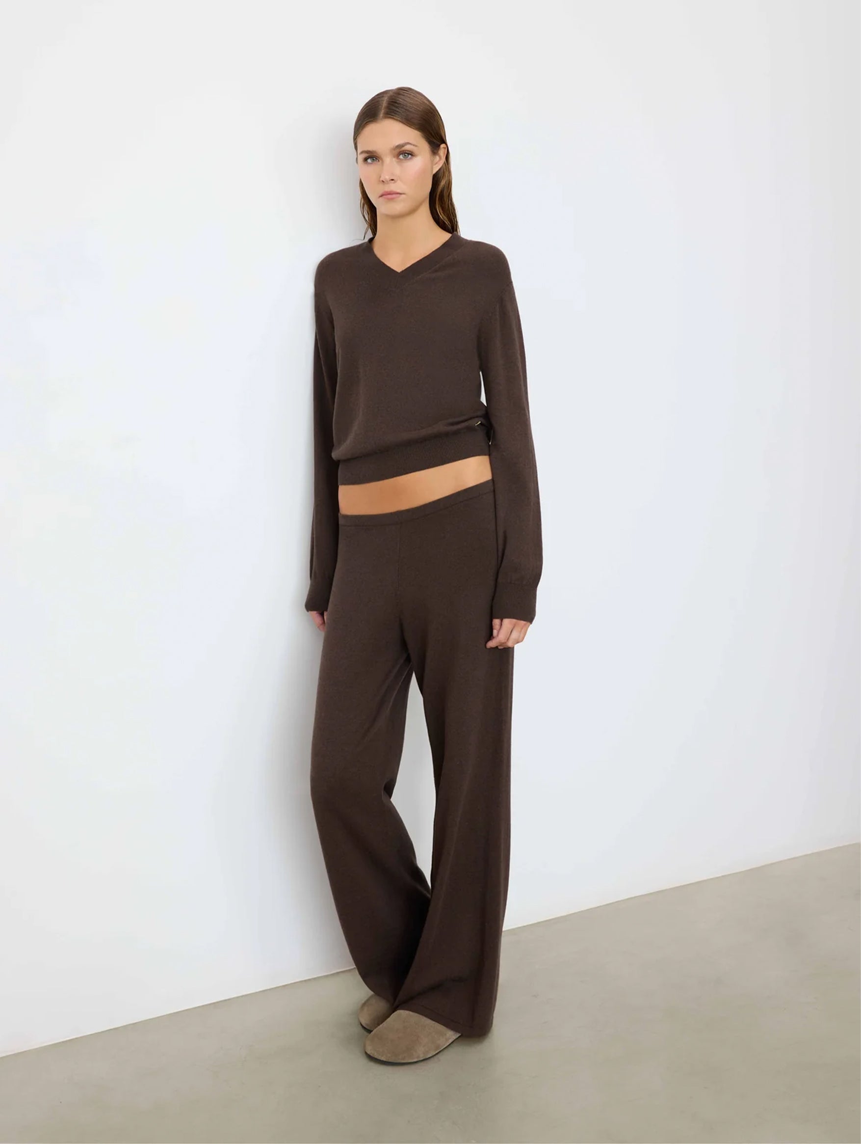 Cotton Cashmere Lounge Pant in Mushroom