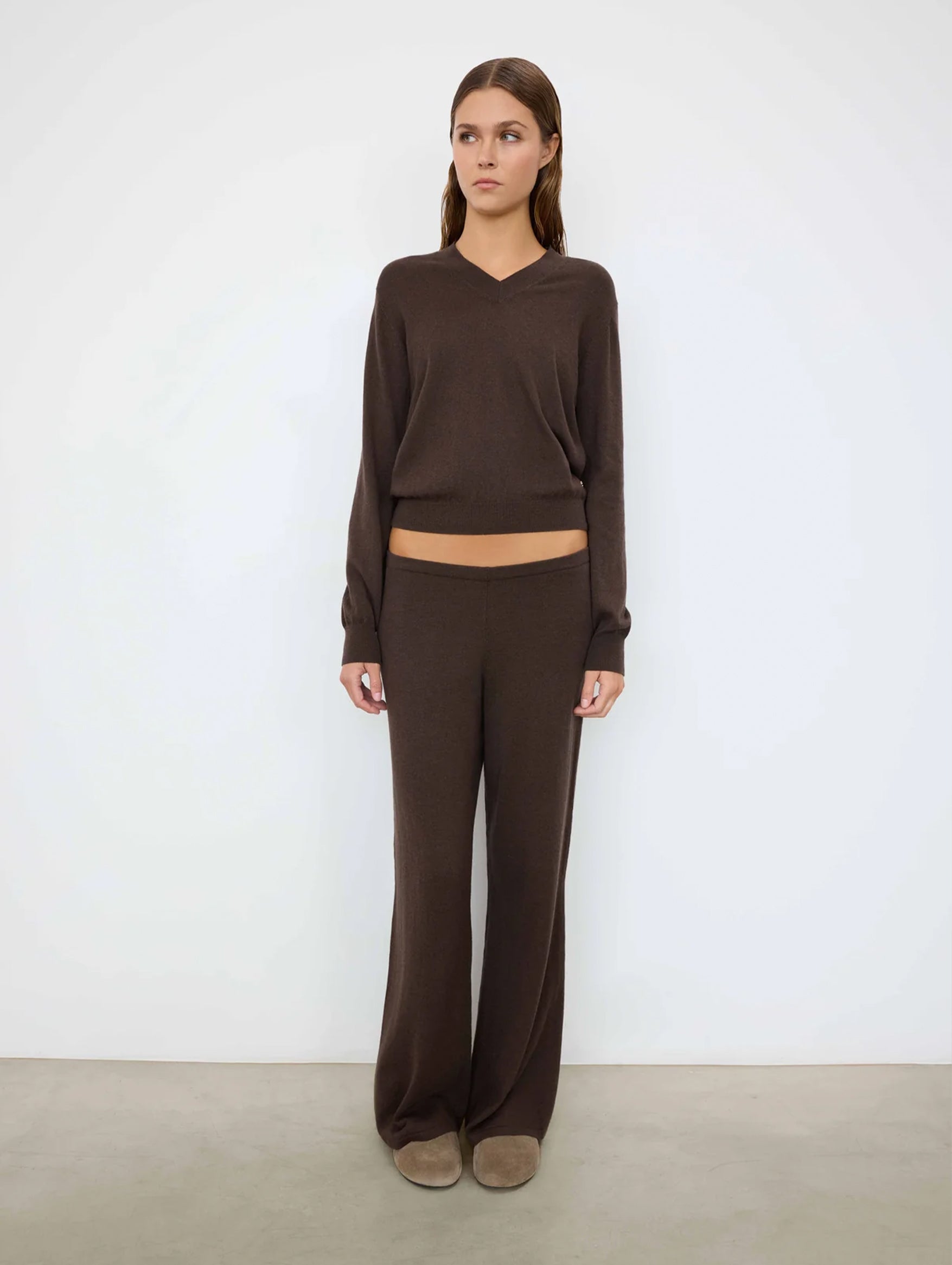 Cotton Cashmere Lounge Pant in Mushroom