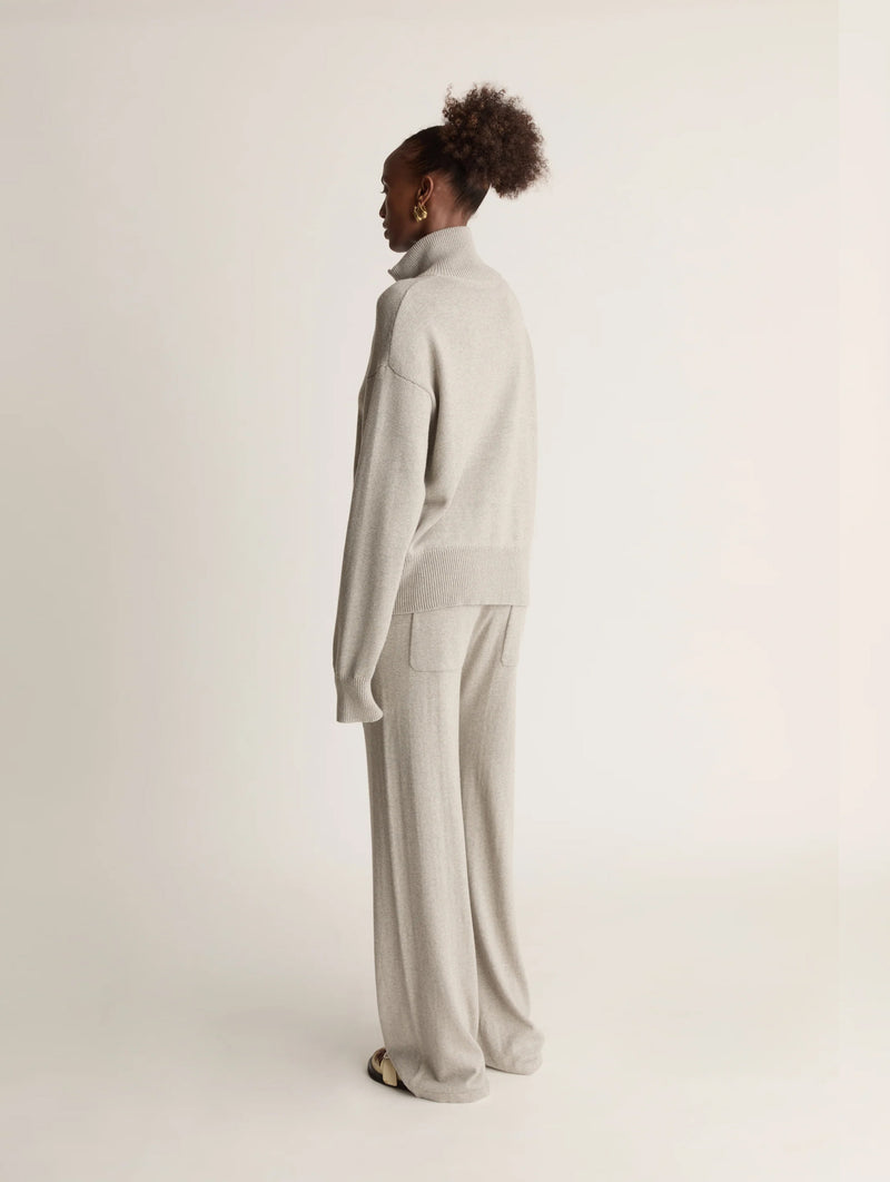 Cotton Cashmere Zip-up Sweater in Ash