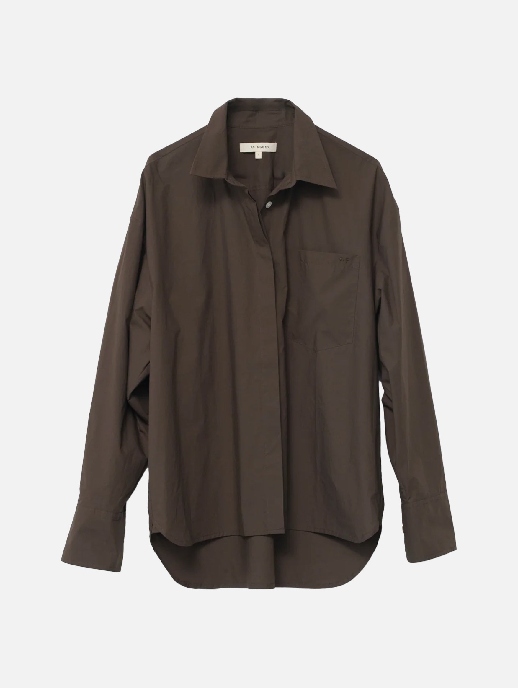 Cotton Poplin Oversized Shirt in Dark Brown