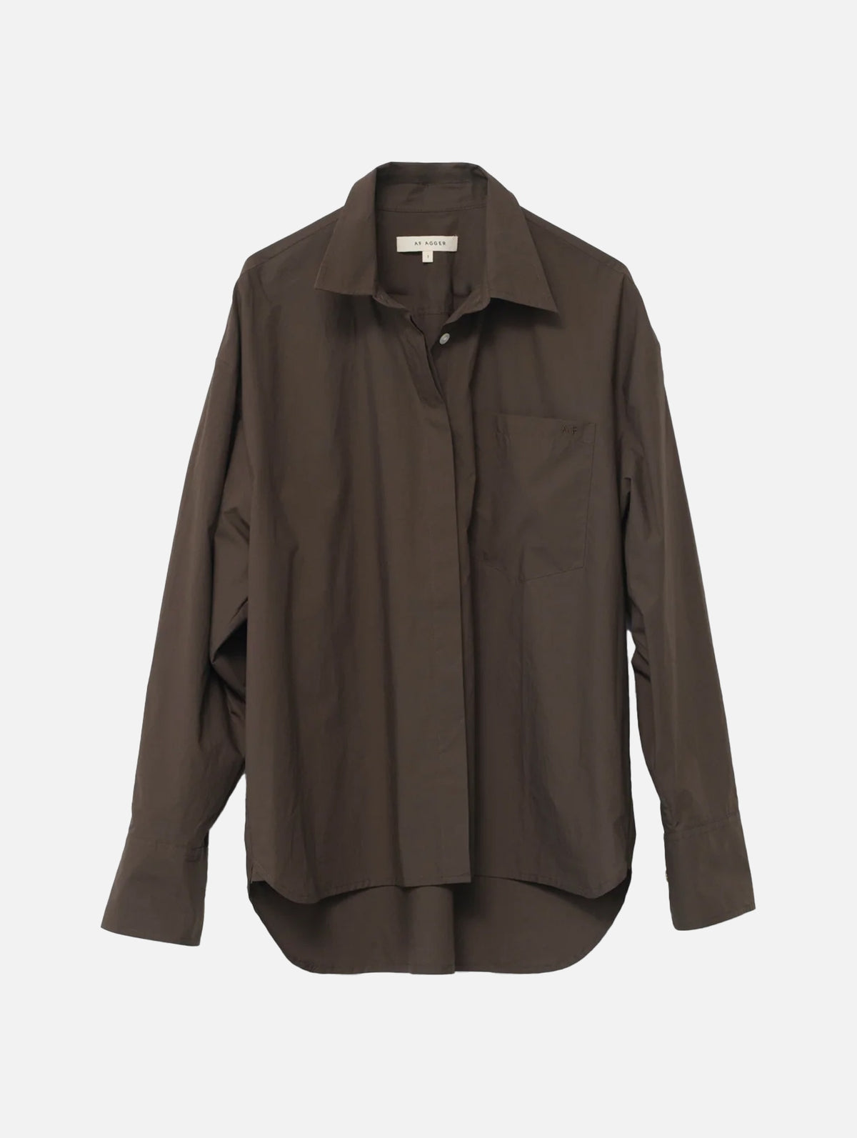 Cotton Poplin Oversized Shirt in Dark Brown