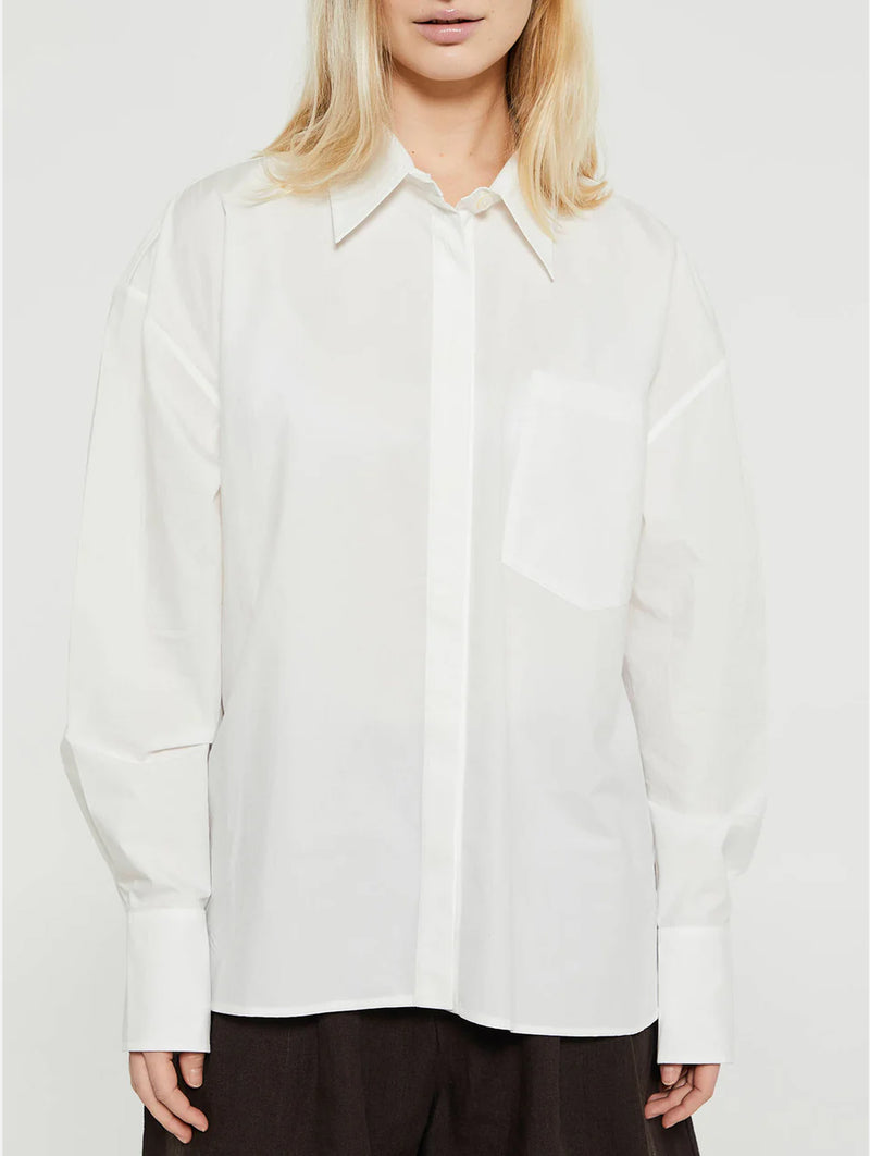 Cotton Poplin Oversized Shirt in Ecru