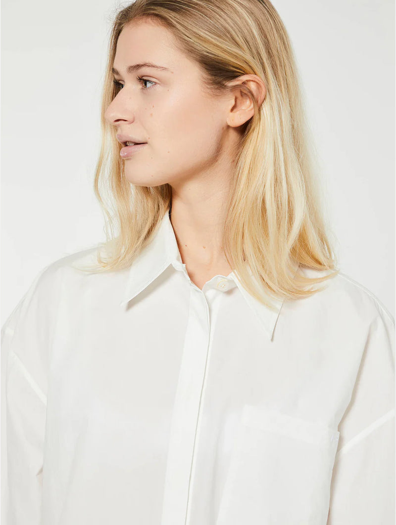 Cotton Poplin Oversized Shirt in Ecru