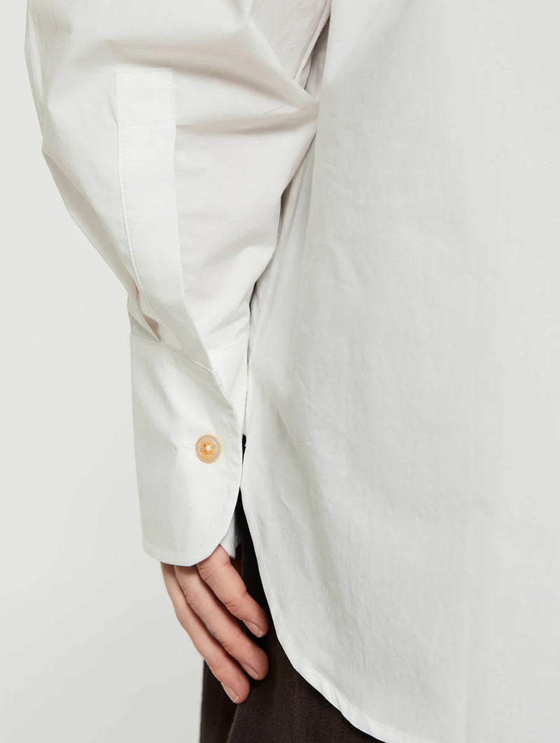 Cotton Poplin Oversized Shirt in Ecru