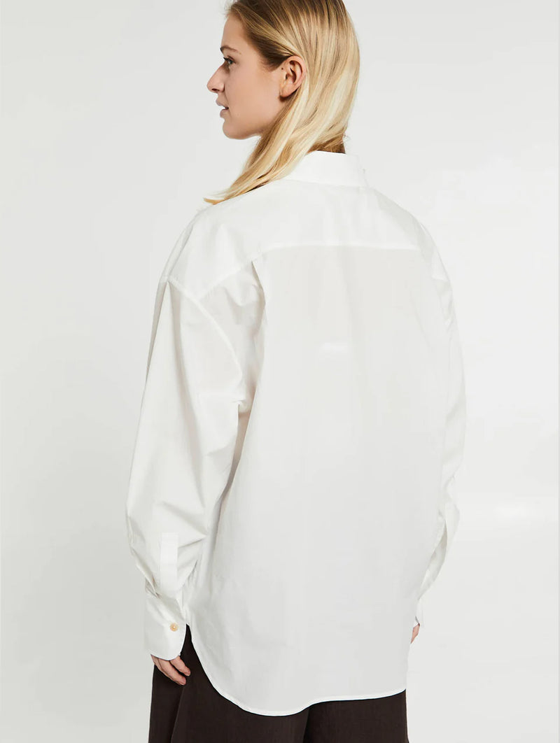 Cotton Poplin Oversized Shirt in Ecru
