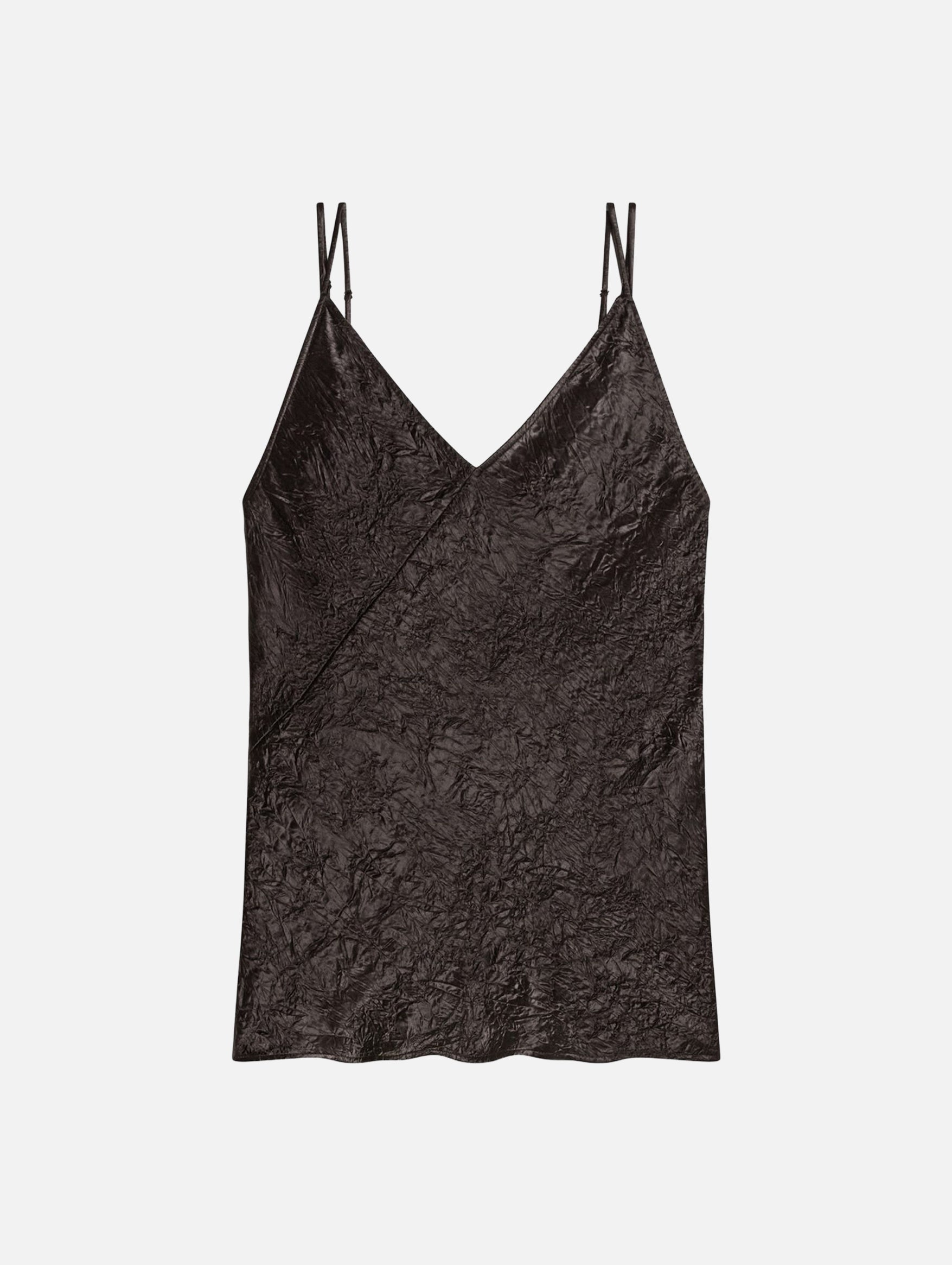 Crinkle Slip Top in Truffle